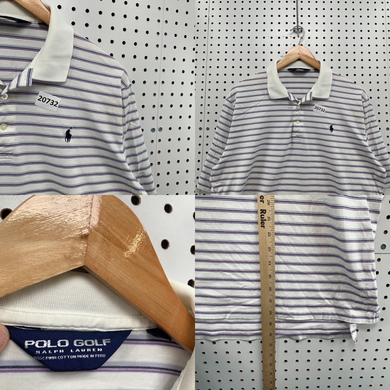Ralph Lauren VINTAGE Ralph Lauren Polo Golf Polo Shirt White Striped Mens Large Adult L White Striped Polo Golf Mens L 90s Size US L / EU 52-54 / 3 - 8 Thumbnail