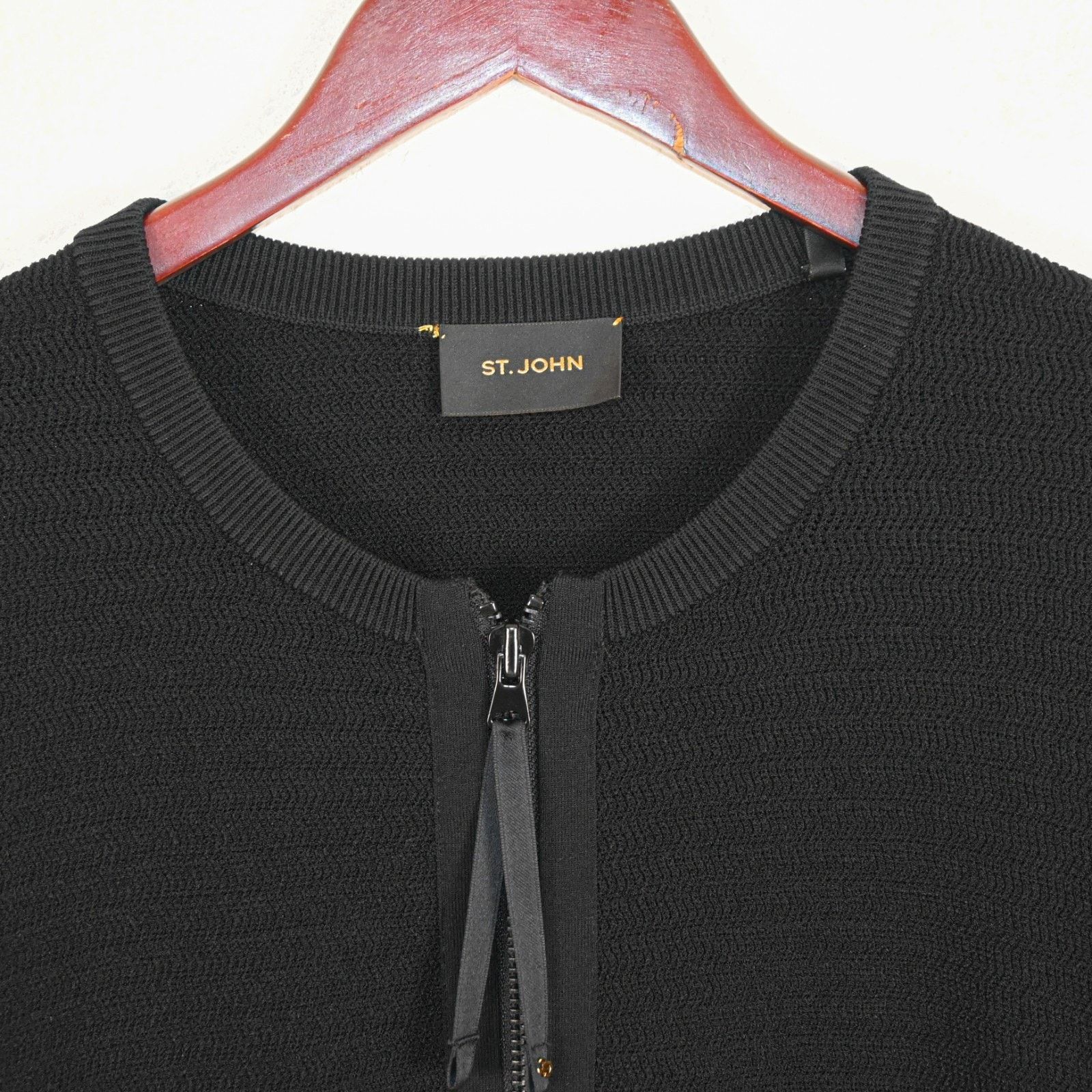 St. John ST. JOHN Collection $895 Black Zip Front Knit Jacket Large Size L / US 10 / IT 46 - 3 Thumbnail