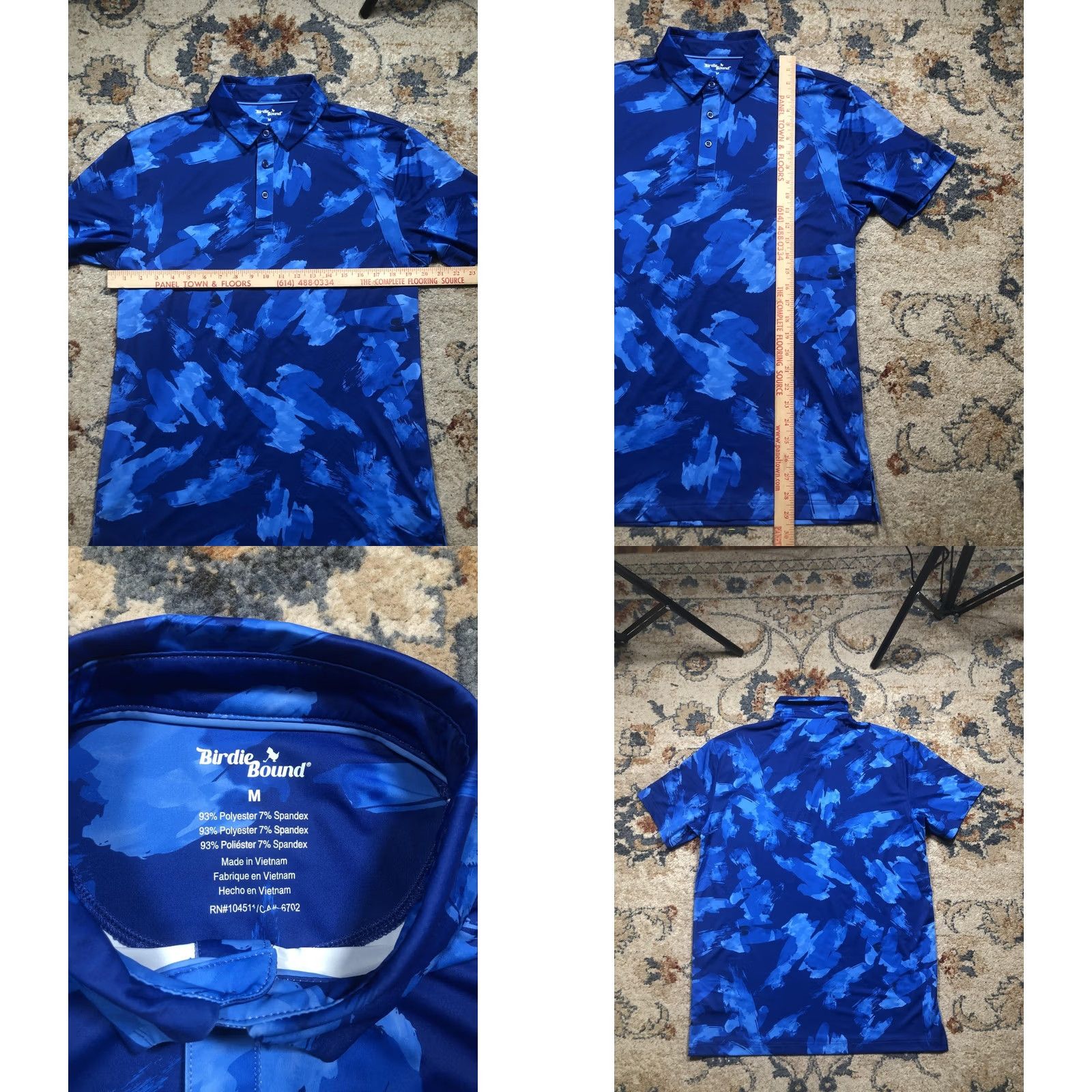 Vintage Birdie Bound Polo Shirt Mens Medium Blue Brushstroke Golf Performance Stretch Size US M / EU 48-50 / 2 - 8 Thumbnail
