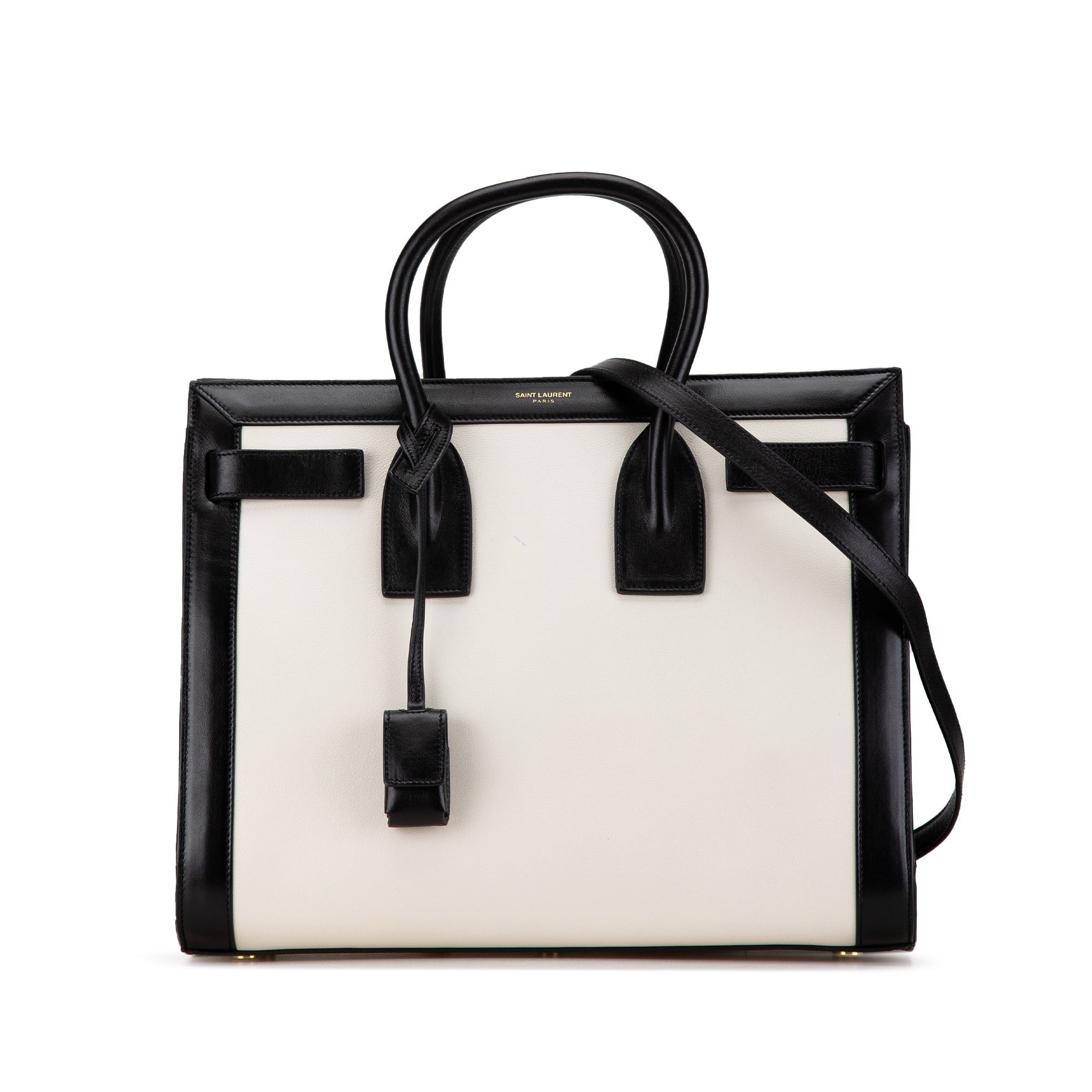 Saint Laurent Paris Saint Laurent Small Bicolor Leather Sac de Jour Satchel White Size ONE SIZE - 1 Thumbnail