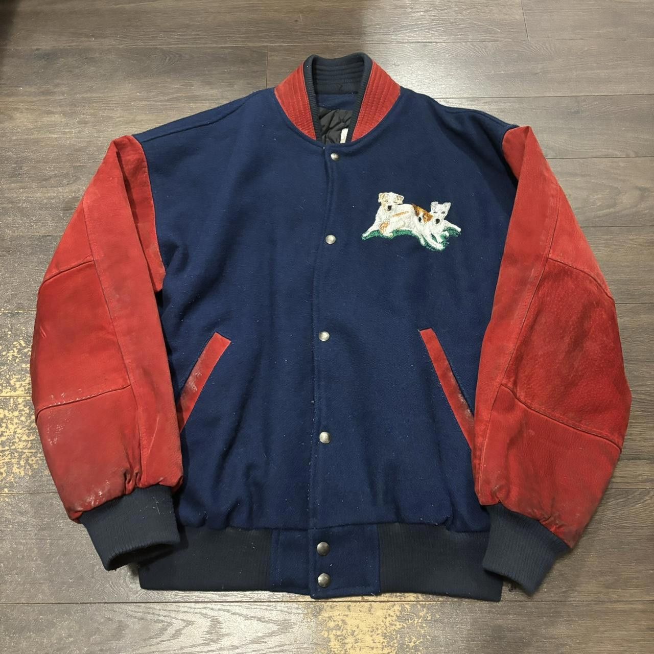 Designer vintage embroidered dogs varsity jacket 90s XL Size US XL / EU 56 / 4 - 3 Thumbnail