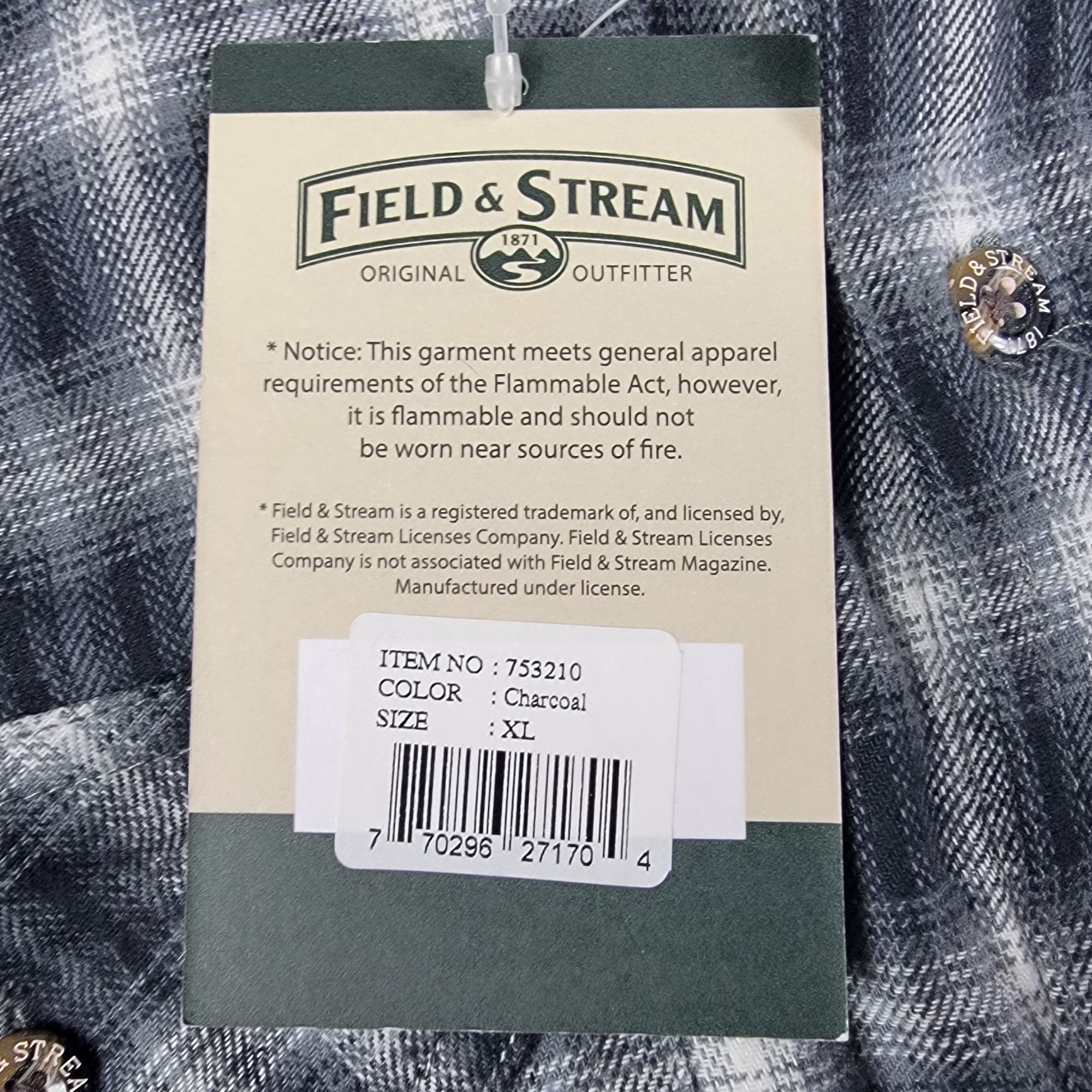 Field & Stream Field & Stream Mens XL Black White Plaid Flannel Shirt Casua Size US XL / EU 56 / 4 - 5 Thumbnail