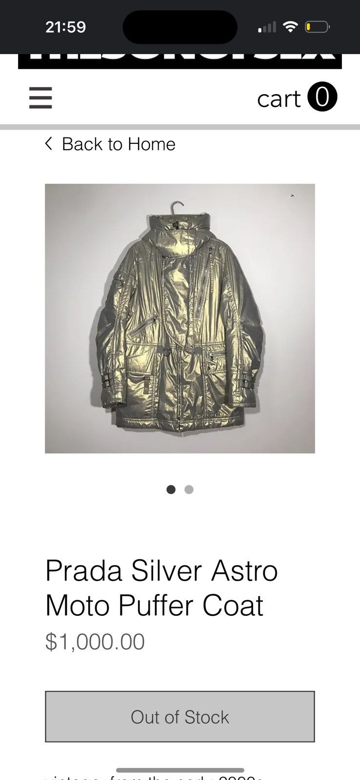 Prada Prada Silver Astro Moto Puffer Coat Size US M / EU 48-50 / 2 - 2 Thumbnail