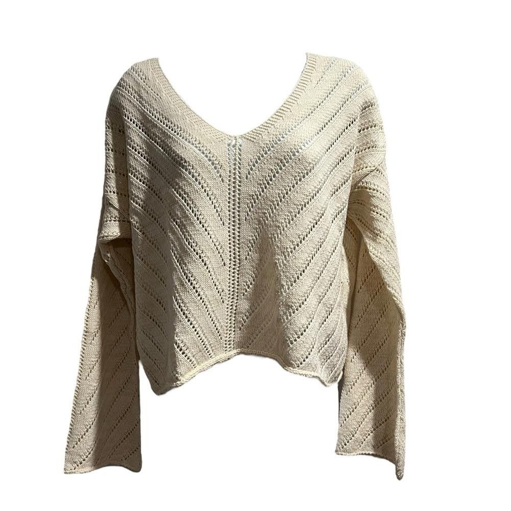 Asos NWT ASOS DESIGN v neck sweater in pointelle stitch in cream Size XS / US 0-2 / IT 36-38 - 1 Thumbnail