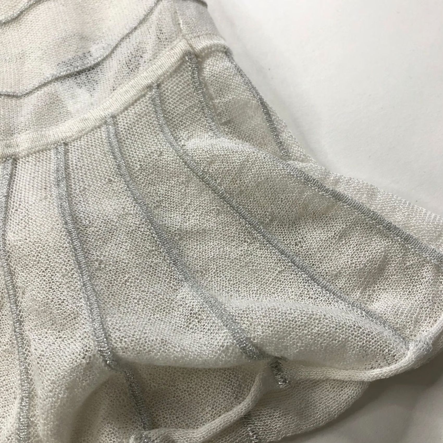Vintage Chico's Cardigan Sweater White Lightweight 3 Scalloped V-Neck Knit Cardigan Womens XS? (Note: Original size unclear) Size XS / US 0-2 / IT 36-38 - 2 Thumbnail