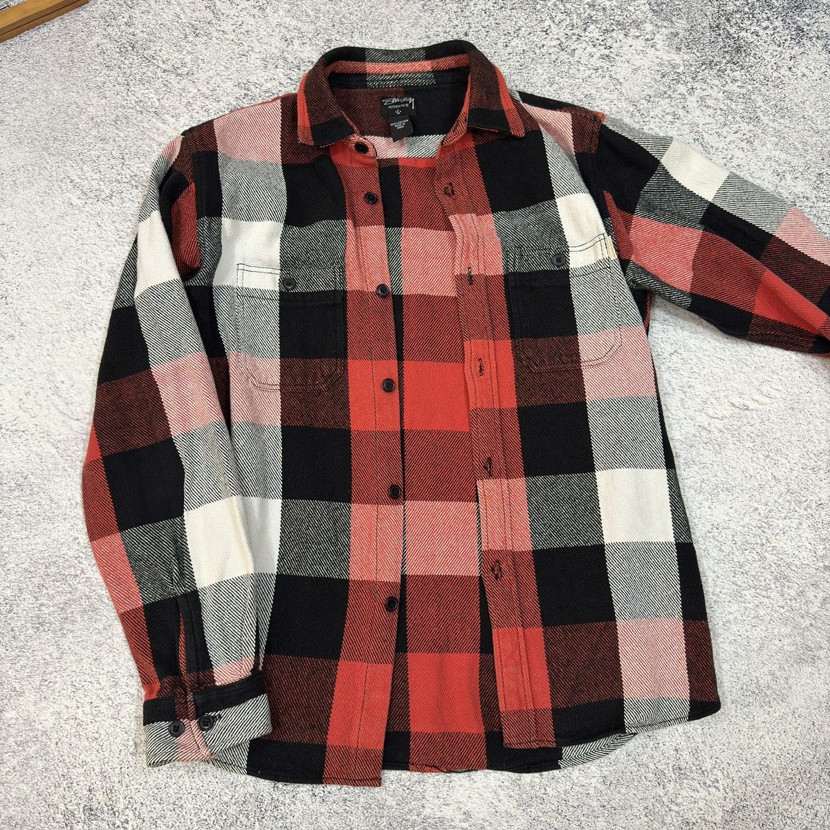 Stussy × Vintage Stussy Vintage Mens Flannel Overshirt L size Size US L / EU 52-54 / 3 - 10 Thumbnail