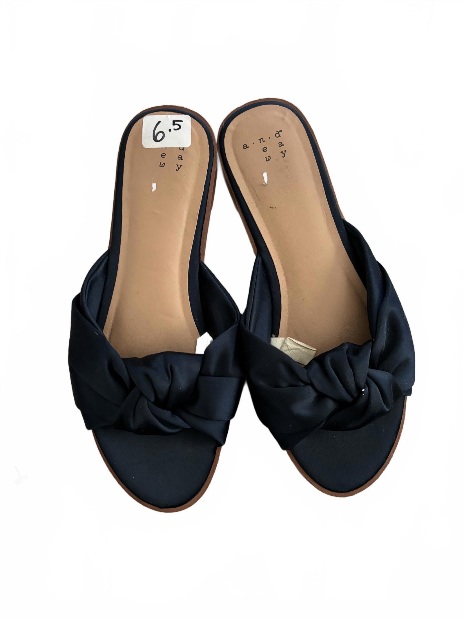 Designer EUC Retro Inspired Chic Navy Satin Slide Sandals - Size 6.5 Size US 6.5 / IT 36.5 - 1 Thumbnail