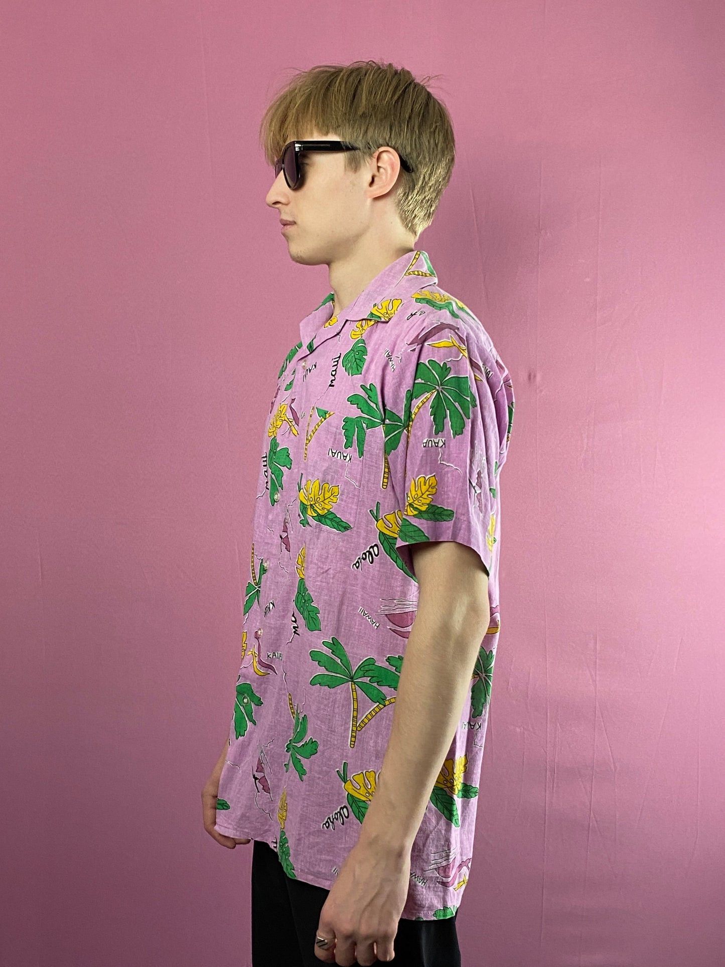 Vintage 80s Sun Light Vintage Men's Palms Print Hawaiian Shirt - S Size US S / EU 44-46 / 1 - 2 Thumbnail