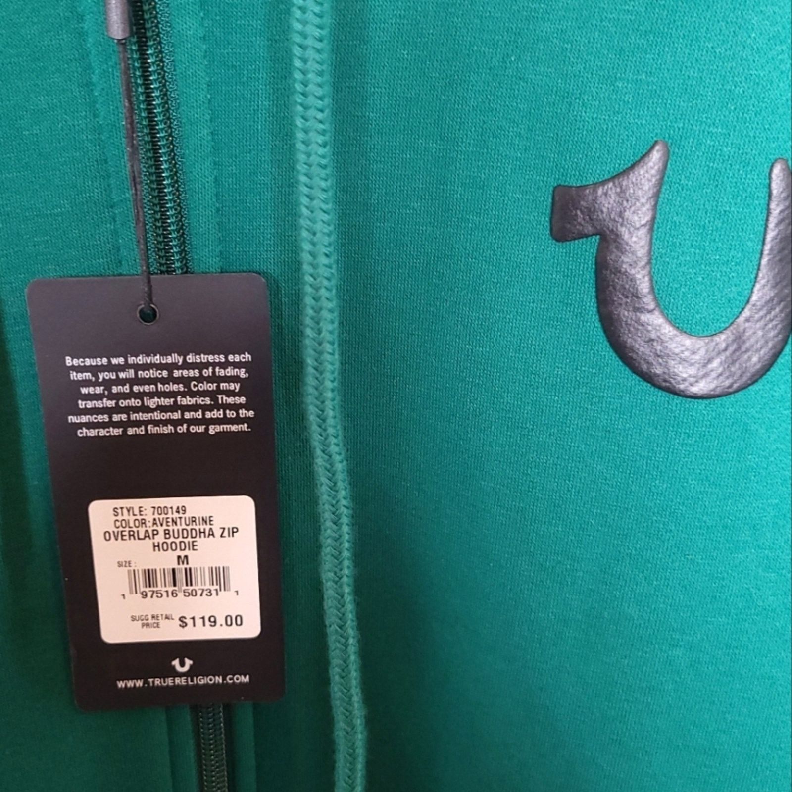 True Religion NWT True Religion Buddha Fleece Jacket Green Full Zip Hoodie Size US M / EU 48-50 / 2 - 5 Thumbnail