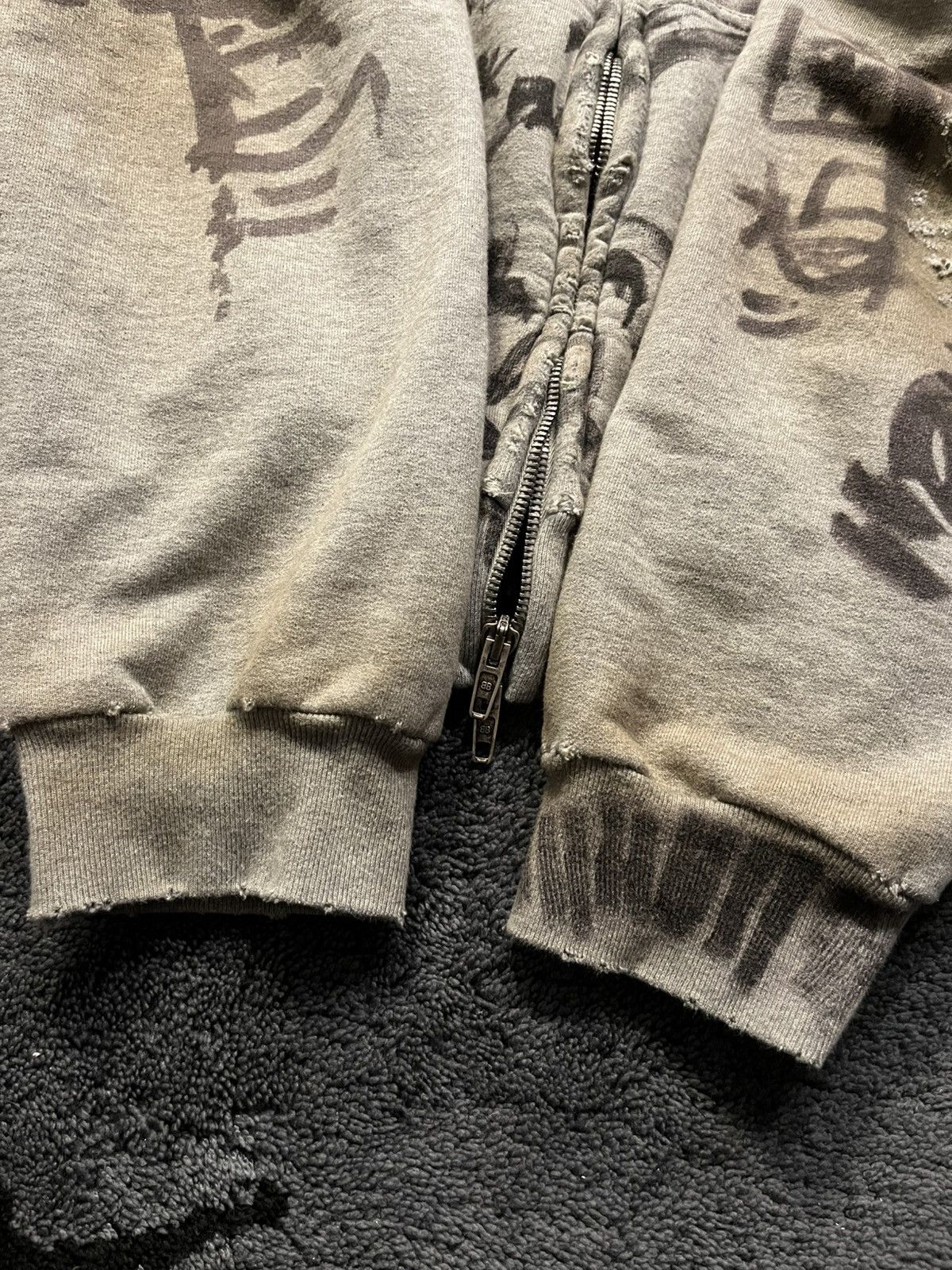 Balenciaga SS23 Balenciaga Skater Graffiti Distressed Zip Up Hoodie Size US XXS / EU 40 - 8 Thumbnail