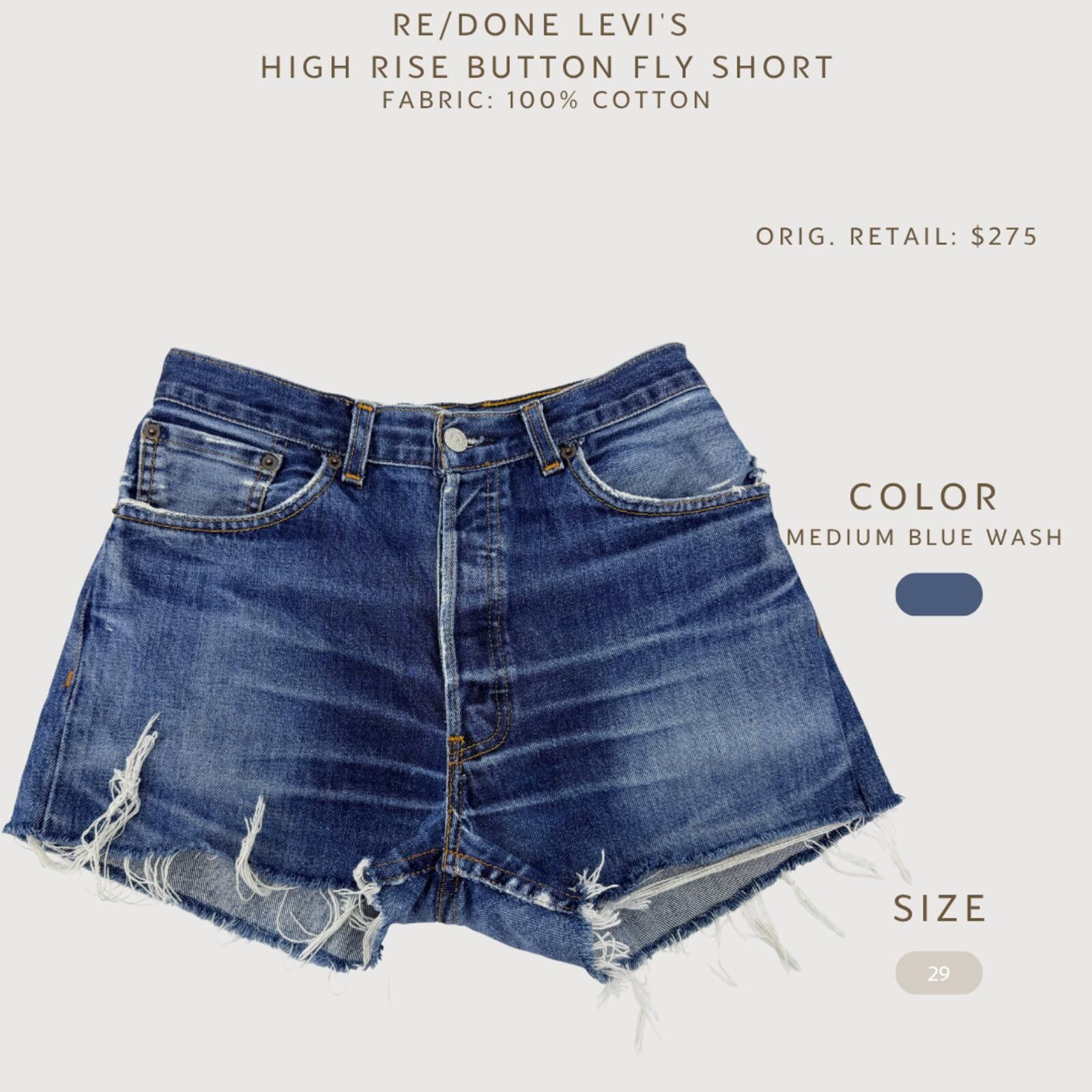 Other RE/DONE Levi’s High Rise Button Fly Shorts 29 Size 29" - 2 Thumbnail