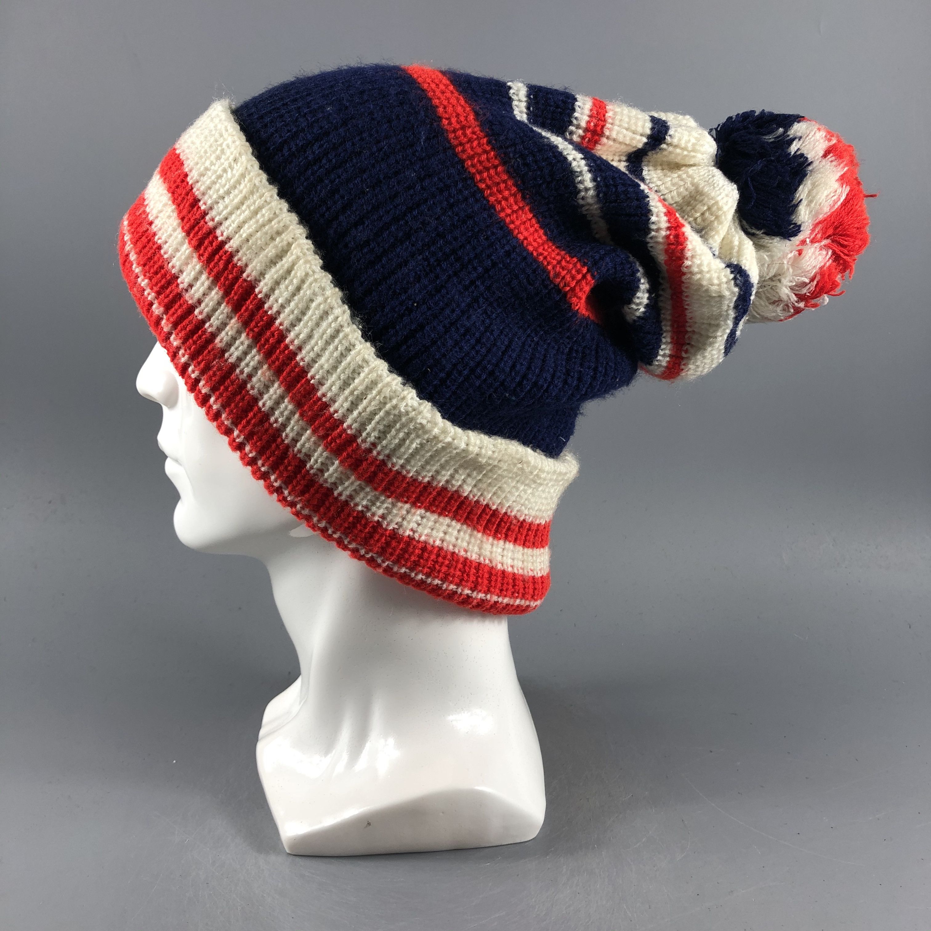 Japanese Brand × Vintage Stripe Slouchy Beanie Snow Hat Snow Cap -D103 Size ONE SIZE - 2 Thumbnail