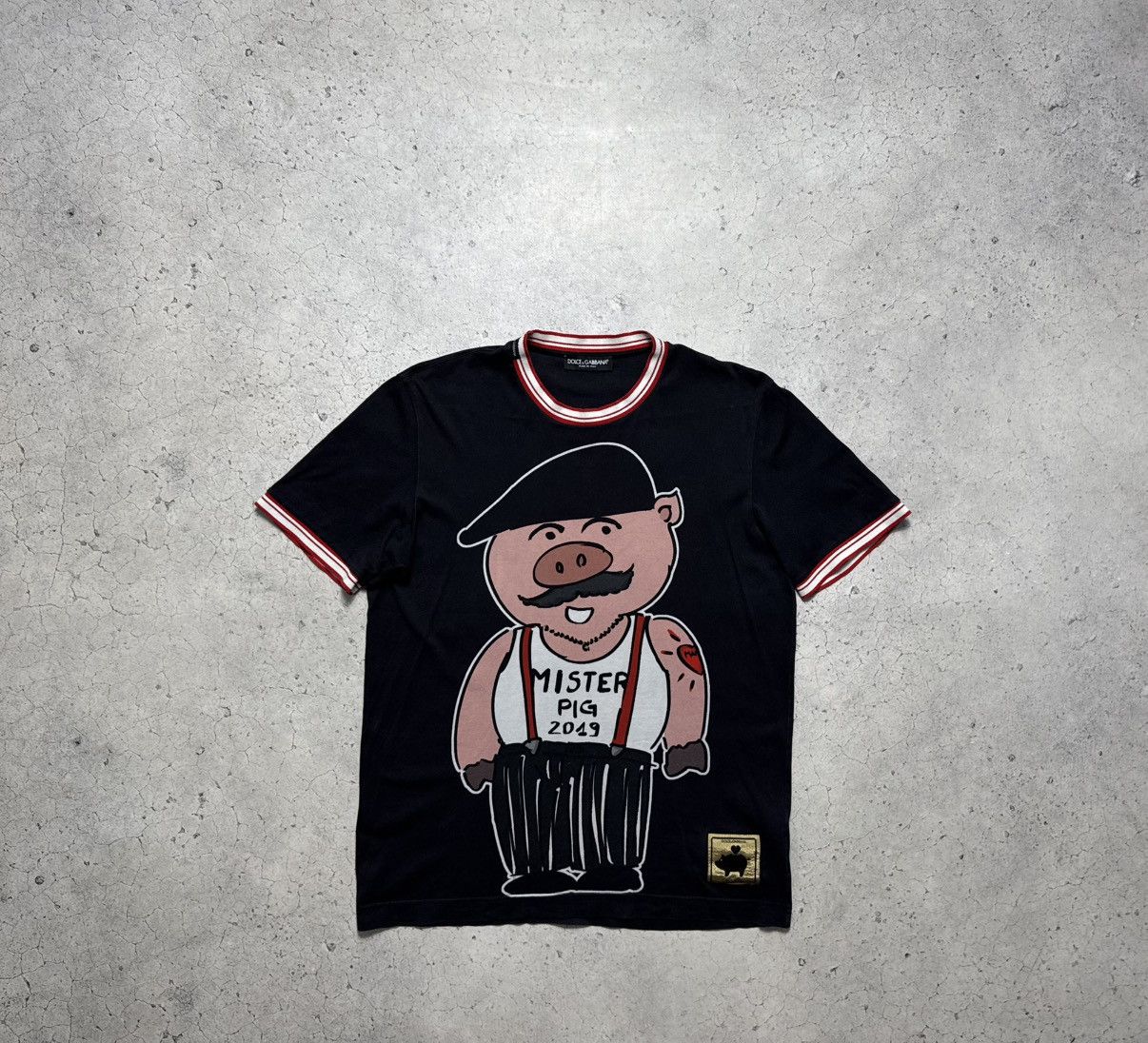Dolce & Gabbana Dolce & Gabbana Mister Pig Big Logo Black Luxury T-ashirt Size US M / EU 48-50 / 2 - 2 Thumbnail