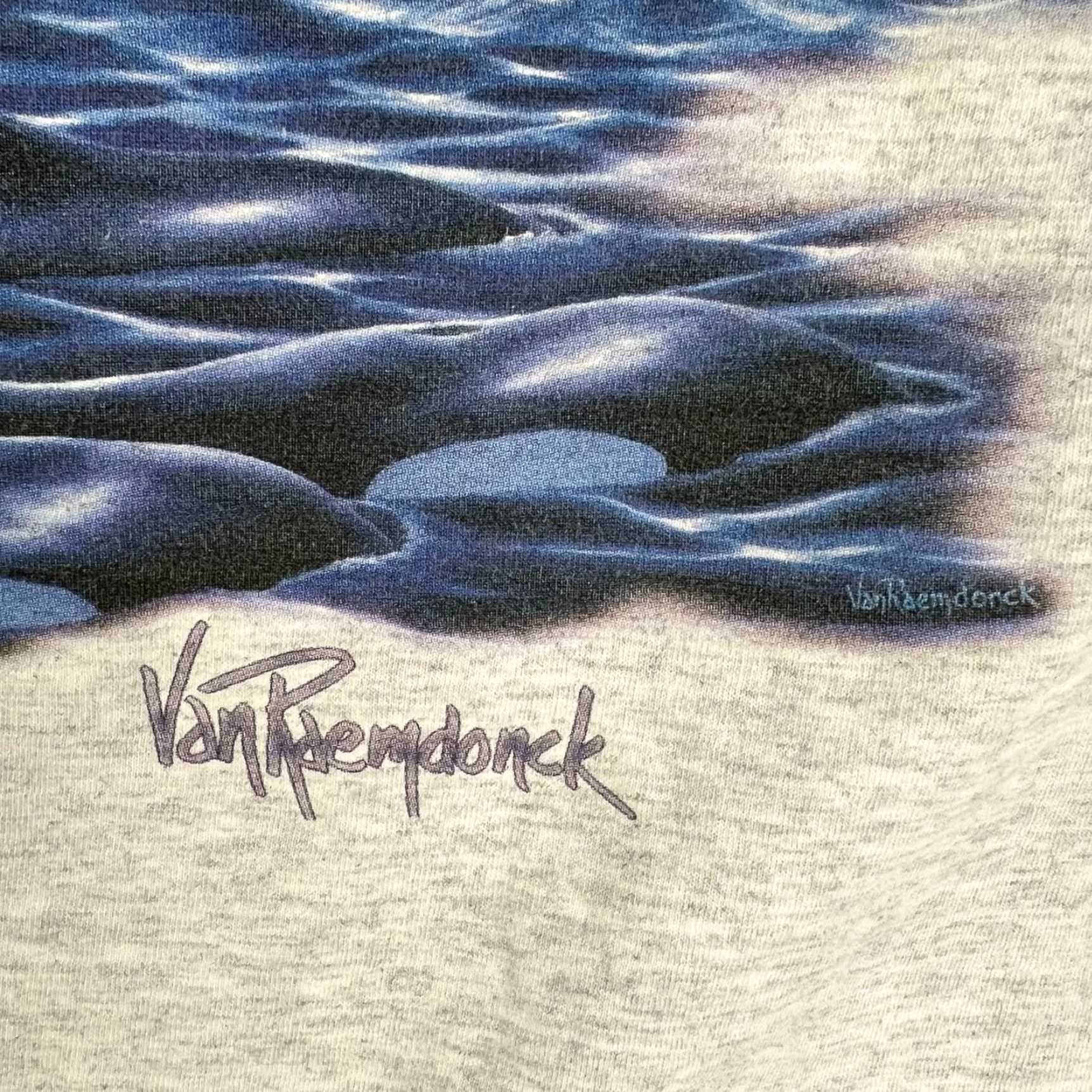 Jerzees VINTAGE Jerzees 2XL T-Shirt Gray Graphic Orca 90s Eric Van Raemdonck Art Limited Edition Mens Size US XXL / EU 58 / 5 - 4 Thumbnail