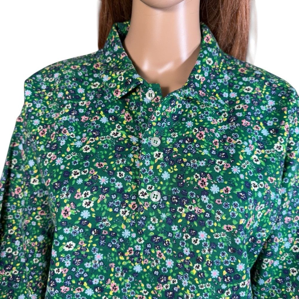 Zara NWT New Zara Cotton Floral Green Polo Shirt Size L Size L / US 10 / IT 46 - 4 Thumbnail