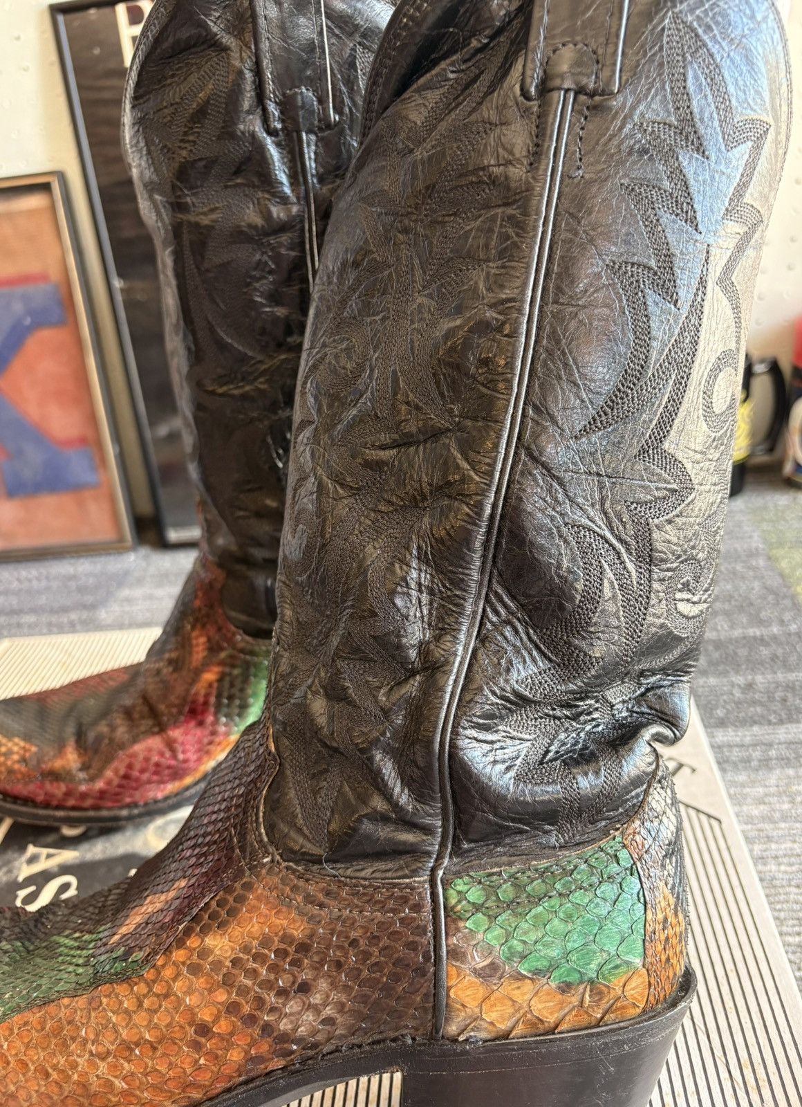 Dan Post 1970s Dan Post “Rainbow Python” Snake Skin Cowboy Boots Size US 9 / EU 42 - 7 Thumbnail