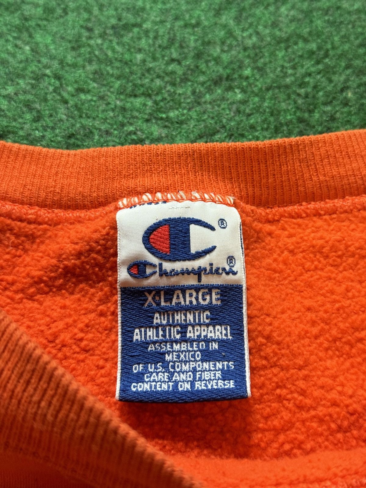 Champion × Vintage Vintage 90s Y2K Champion Orange Crewneck Fall Sweatshirt Size US XL / EU 56 / 4 - 2 Thumbnail