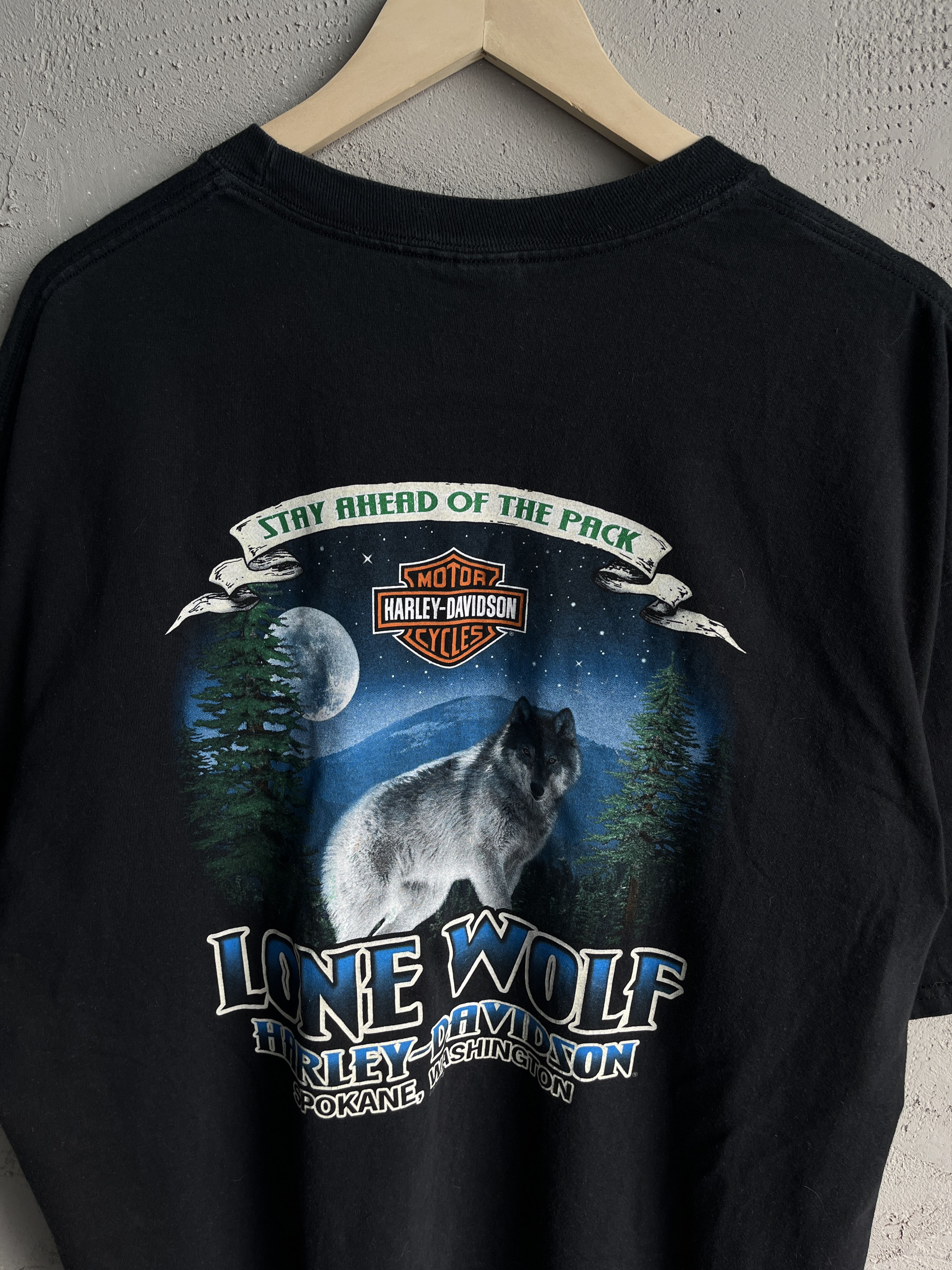 Harley Davidson × Vintage Vintage Y2K Harley Davidson Motorcycles Lone Wolf T Shirt Size US XXL / EU 58 / 5 - 2 Thumbnail