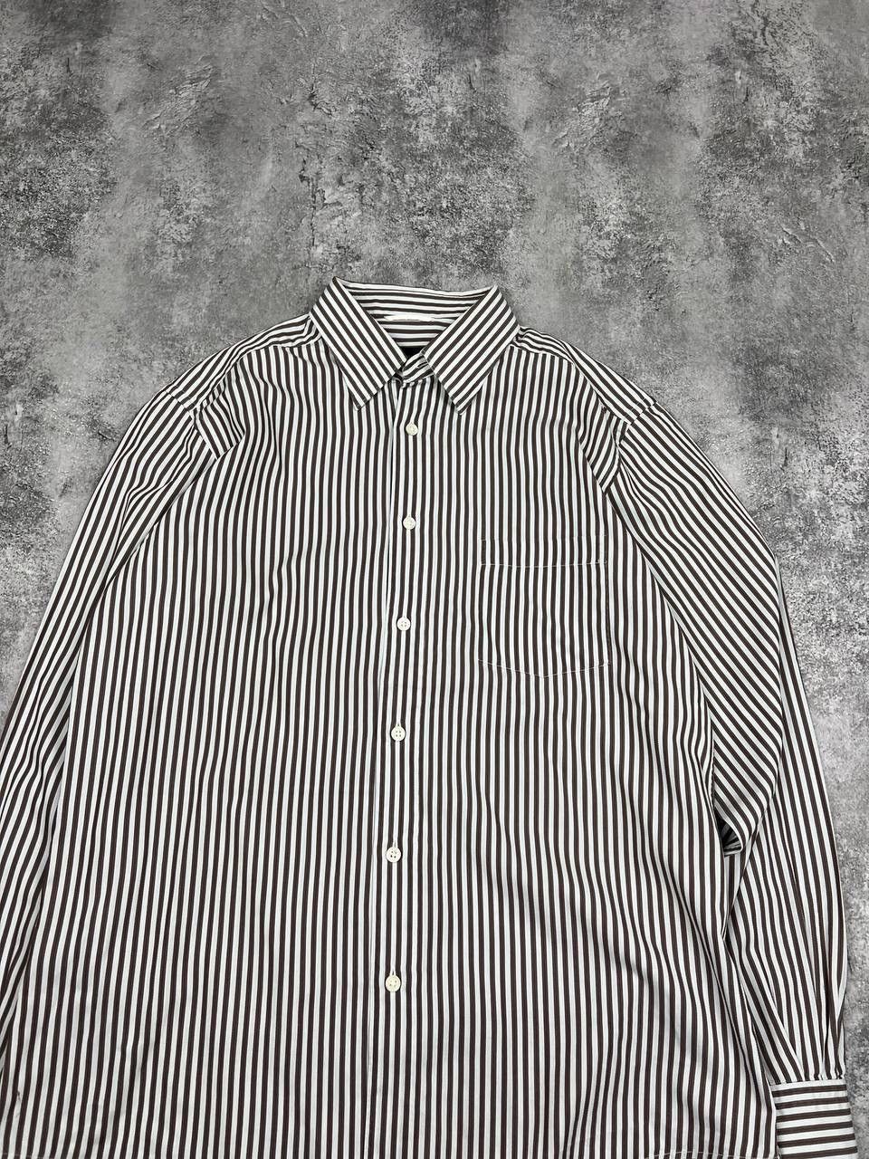 Z Zegna Ermenegildo Zegna Men Striped Shirt Brown White Size L Size US L / EU 52-54 / 3 - 4 Thumbnail