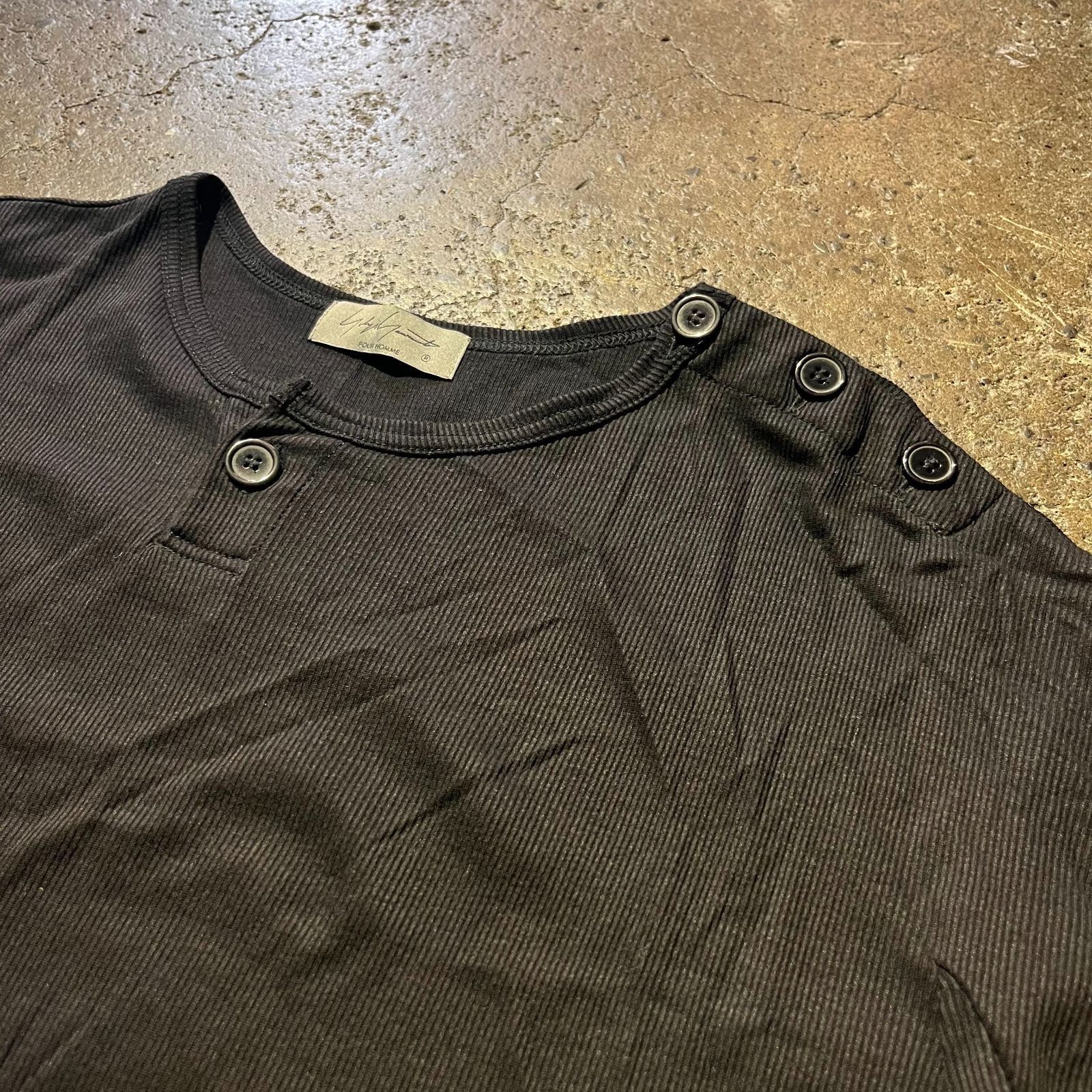 Yohji Yamamoto Pour Homme Henley Shoulder Eyelet Tee Size US L / EU 52-54 / 3 - 3 Thumbnail