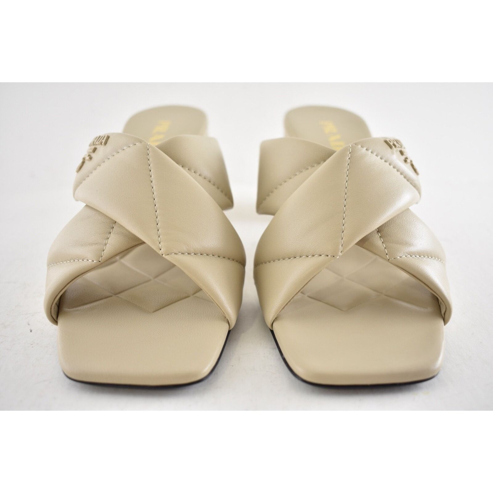 Prada Prada Deserto 65mm Quilted Criss Cross Logo Slide Sandal Size US 10.5 / IT 40.5 - 10 Thumbnail