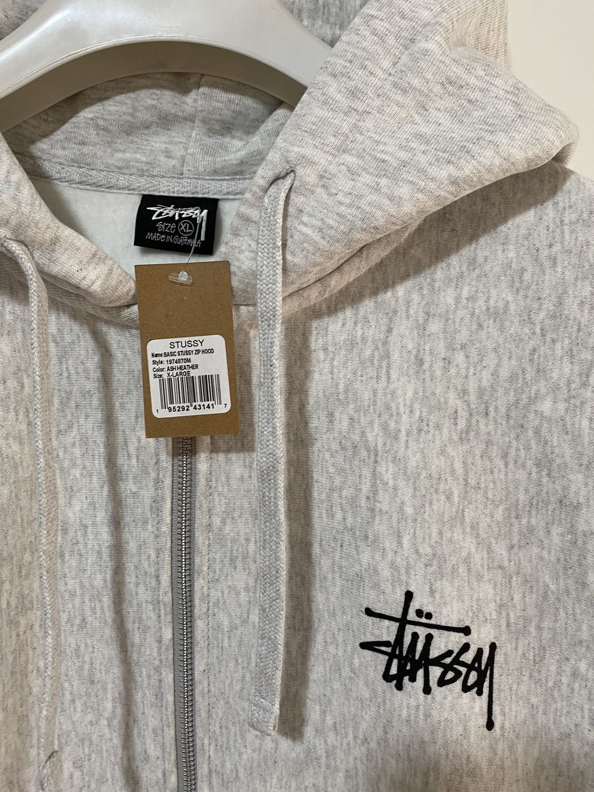 Stussy Gray Basic Logo sweatshirt with front-back print, new Size US XL / EU 56 / 4 - 3 Thumbnail