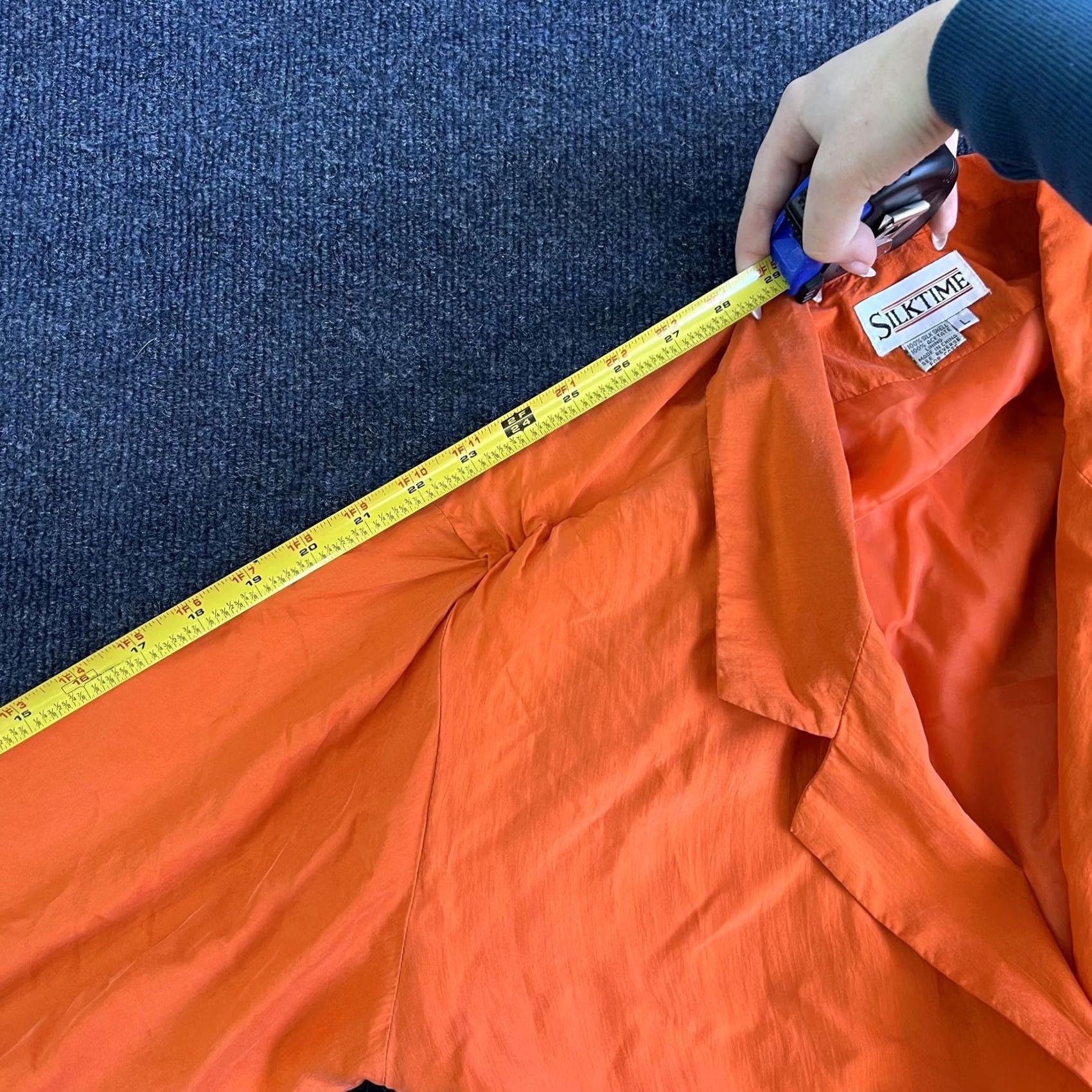 Vintage Silktime Jacket Womens Large Orange 100% Silk Lined Blazer career work office Notch Lipel? Size L / US 10 / IT 46 - 7 Thumbnail