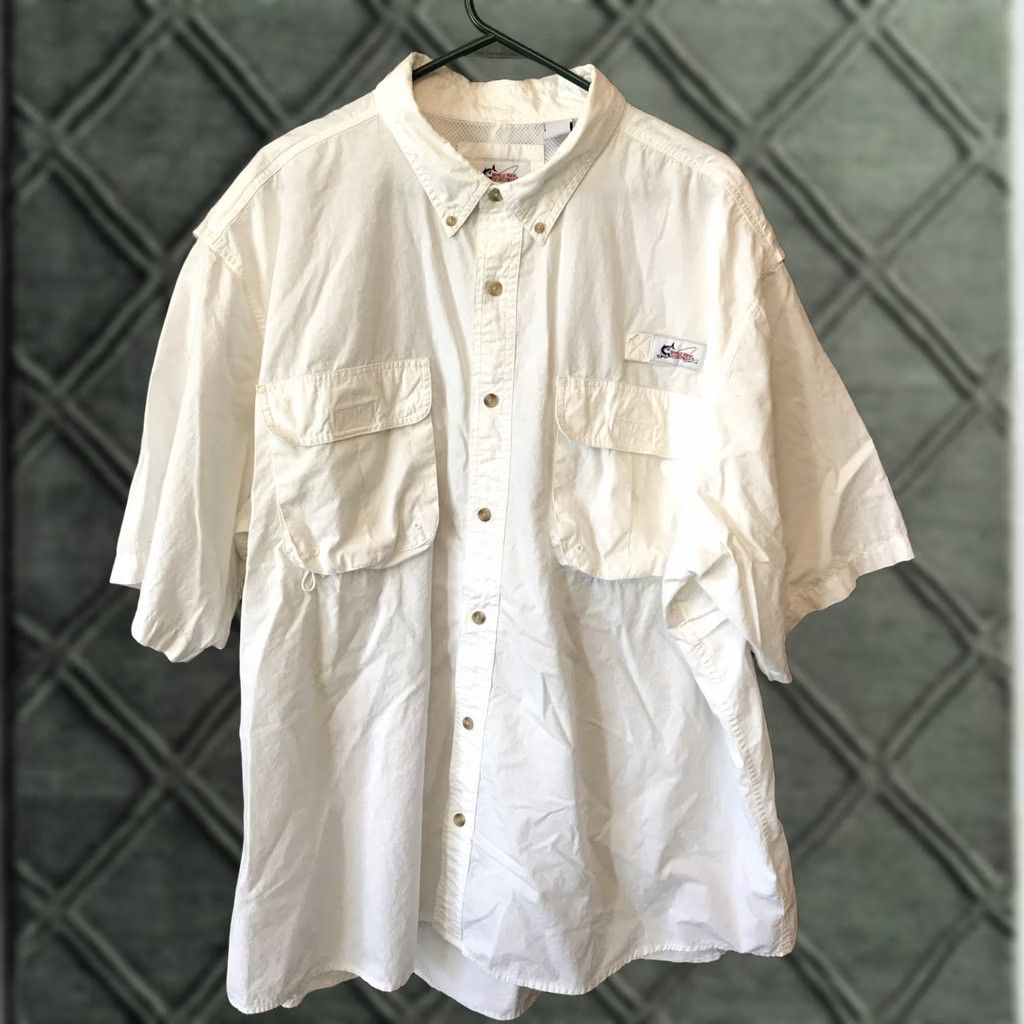 Vintage World Wide Sportsman Button-Up Shirt Mens 3XL White Vented Short Sleeve Casual Cotton Logo Pocket Breathing Regular Size US XXL / EU 58 / 5 - 1 Thumbnail