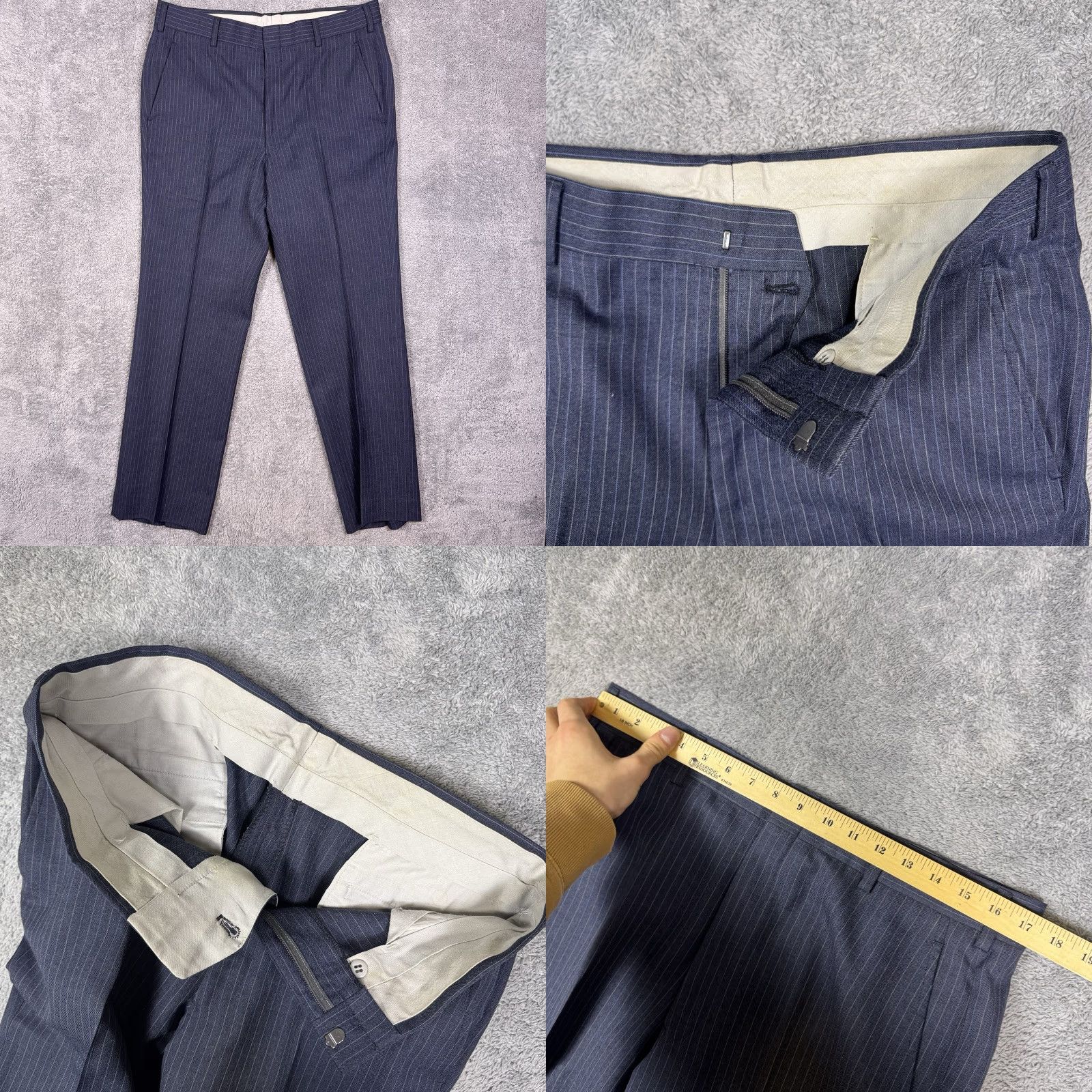Austin Reed VINTAGE Austin Reed Suit Mens 40L 34x31 Regentaire 3 Piece Slacks Jacket Vest USA Stripe Stripe Wool Blue Pattern 80s 90s City Classic Preppy Dad Mens Size US XXS / EU 40 - 10 Thumbnail