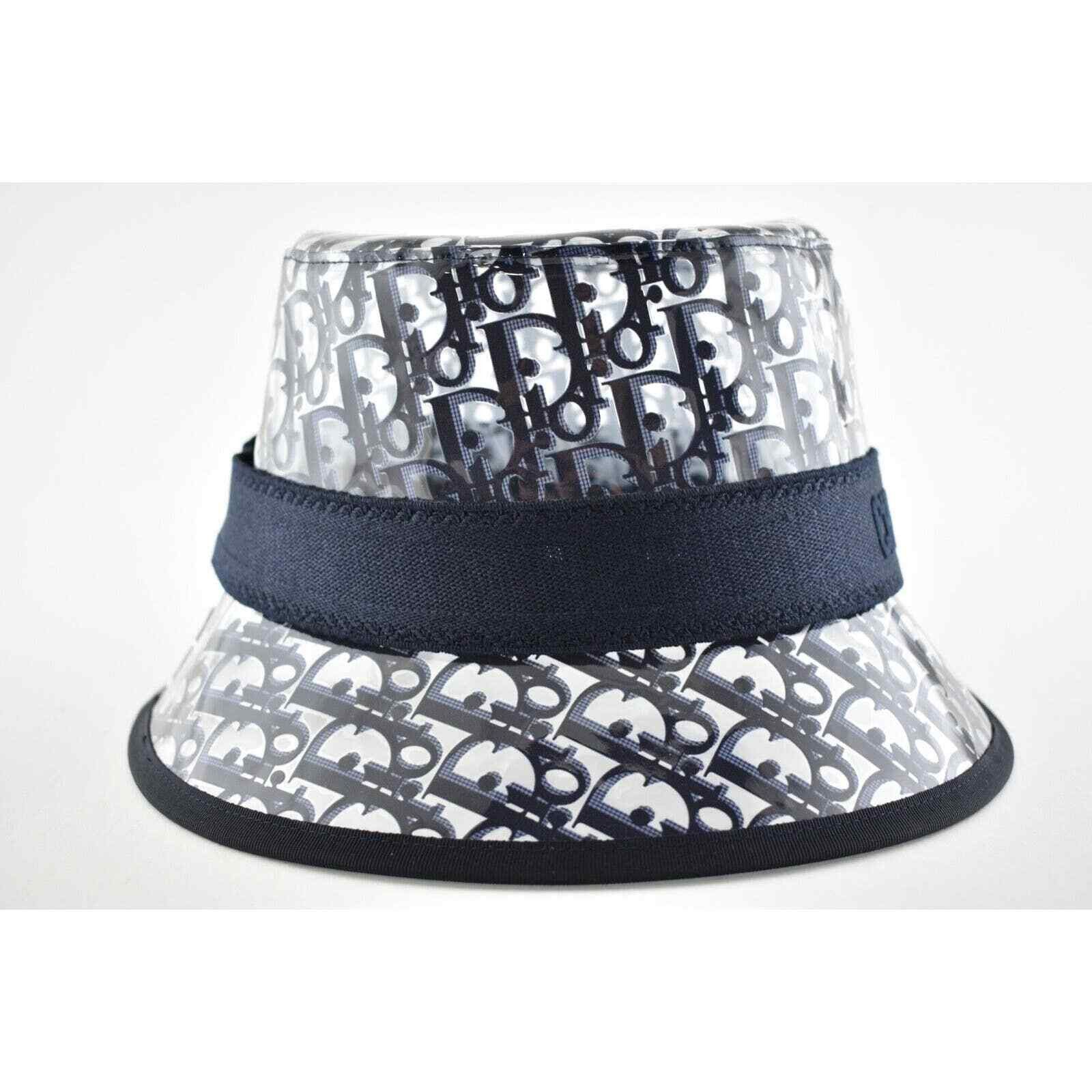 Dior French Oblique Logo Transparent Clear Sun Bucket Hat 57