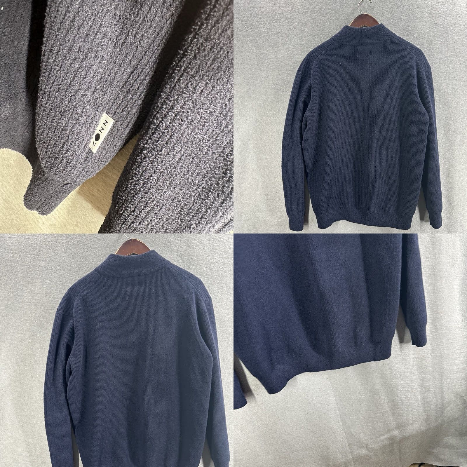 Vintage NNO7 Sweater Mens Large Danny Ribbed Crewneck Pullover Navy Blue Preppy Quiet Size US L / EU 52-54 / 3 - 8 Thumbnail