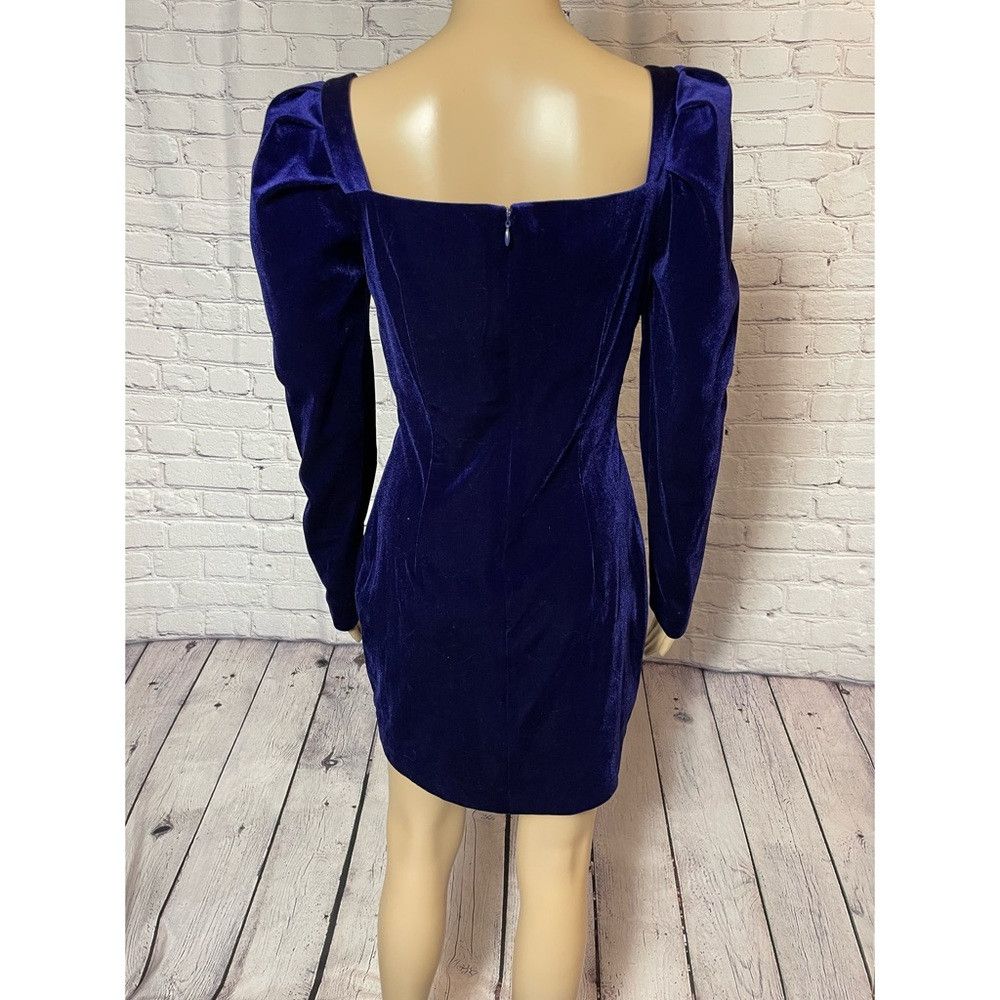 Other New One33 Social Puff-Shoulder Cutout Velvet Purple Mini Dr Size M / US 6-8 / IT 42-44 - 4 Thumbnail