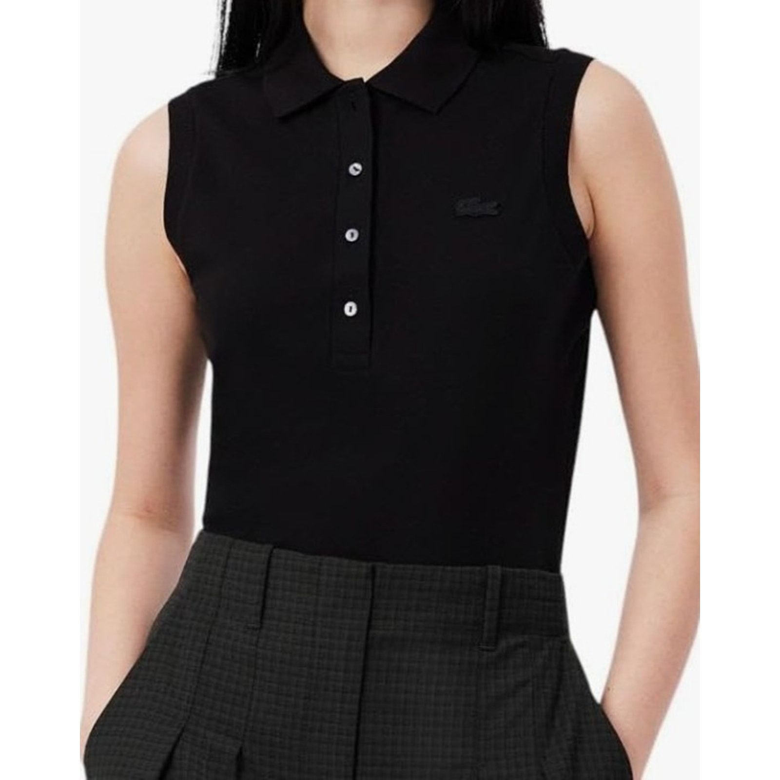 Lacoste Lacoste Women's Sleeveless Slim Fit Stretch Polo Black 6 Size M / US 6-8 / IT 42-44 - 3 Thumbnail