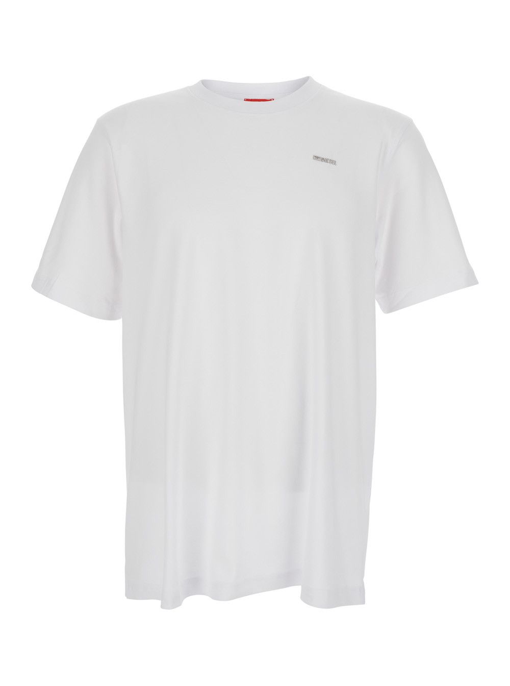 Diesel 'T-Adjust-Met' White T-Shirt with Lettering Logo on the Front in Cotton for Men Size US XL / EU 56 / 4 - 1 Thumbnail