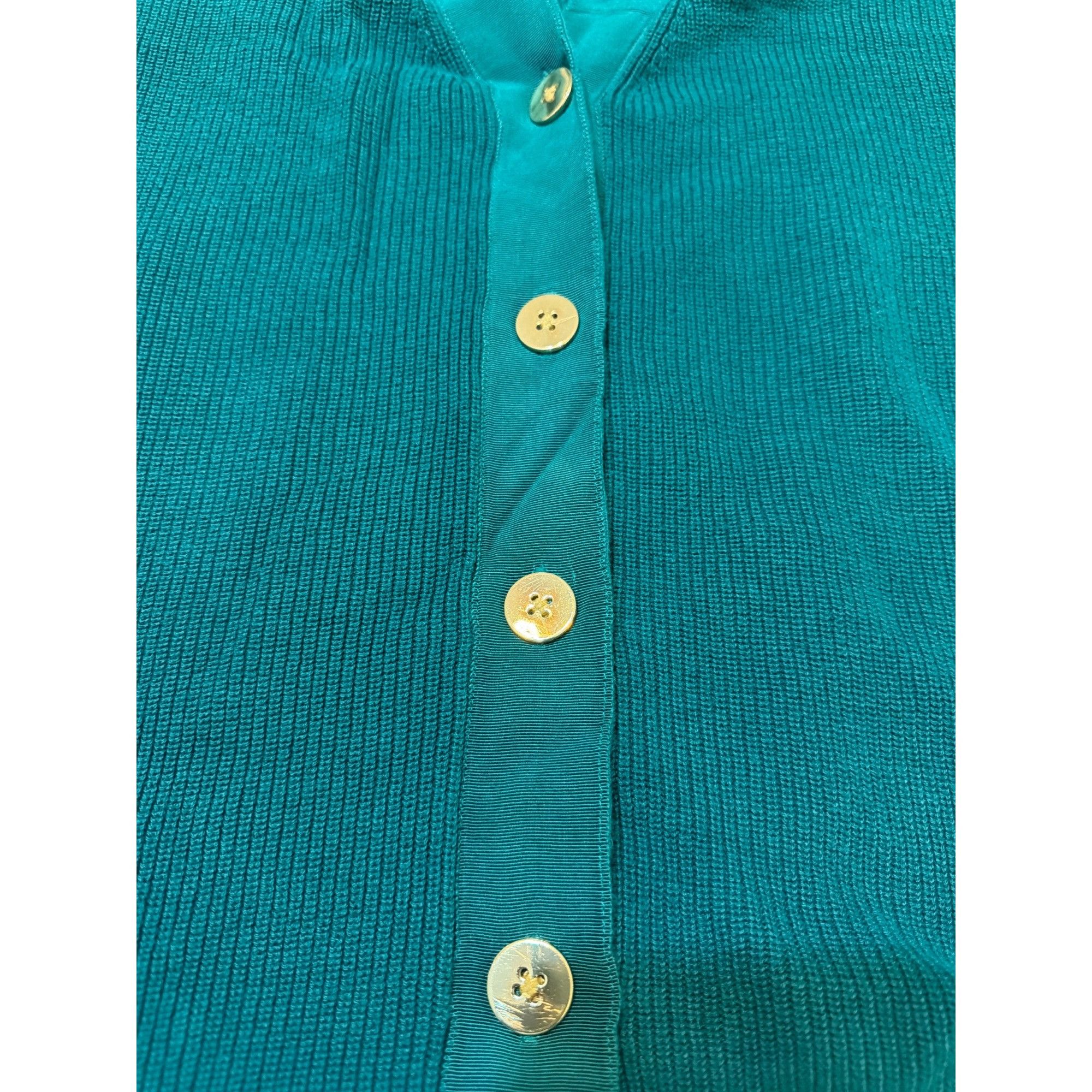 Other Crown & Ivy Green Gold Button Front Cardigan Sweater Side Sl Size XL / US 12-14 / IT 48-50 - 3 Thumbnail