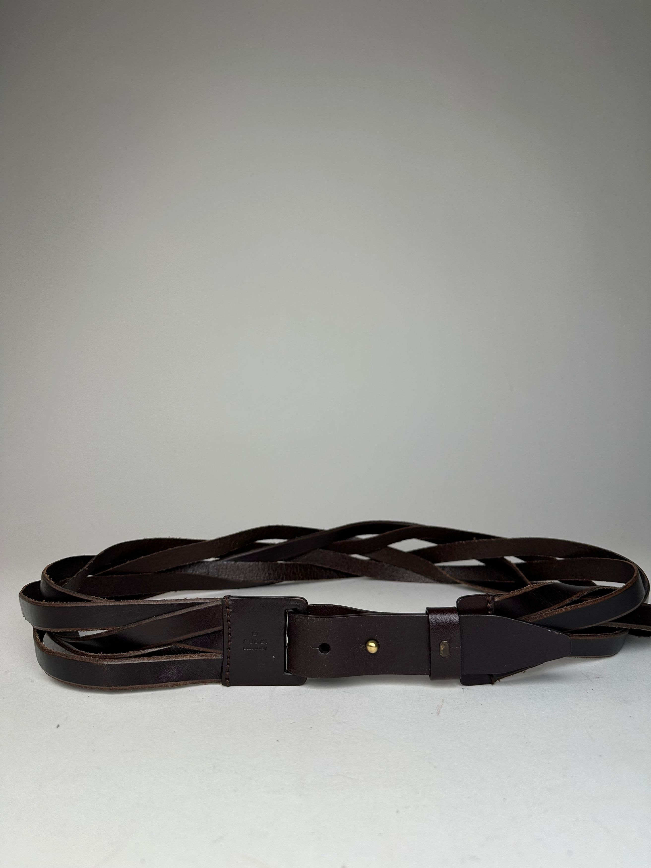 Gucci Vintage Twisted Leather Belt Brown Size ONE SIZE - 1 Thumbnail