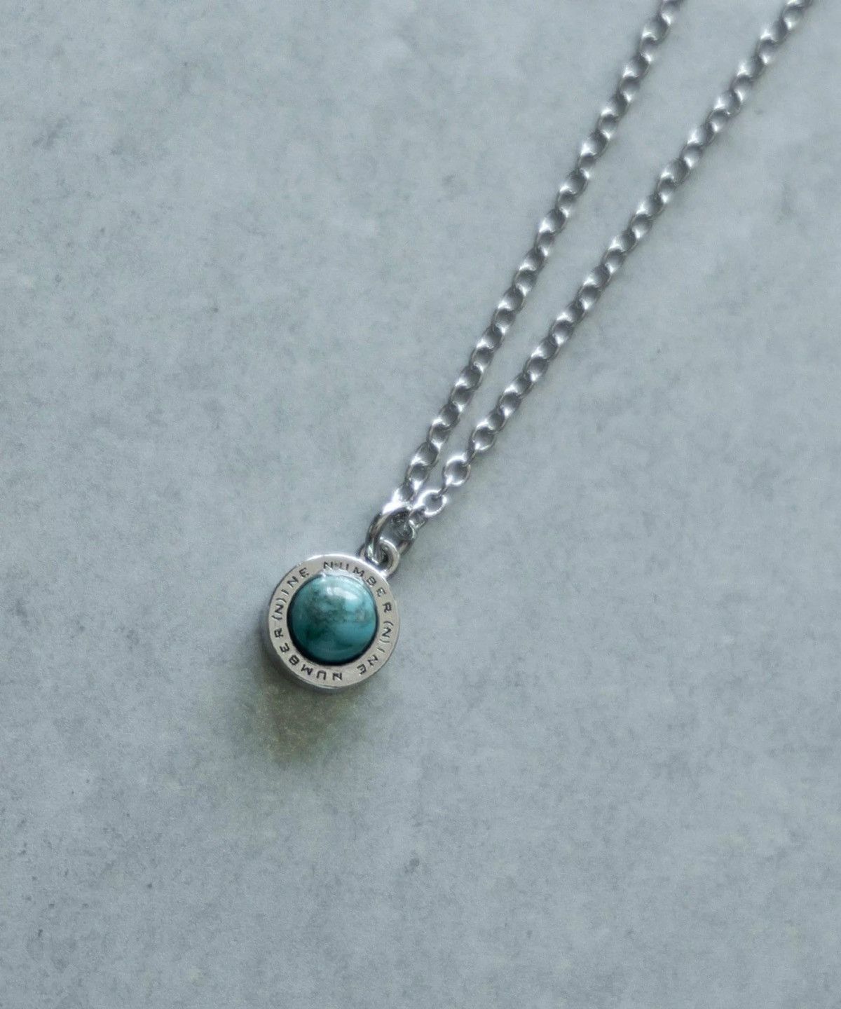 Number nine round logo stone charm necklace turquoise