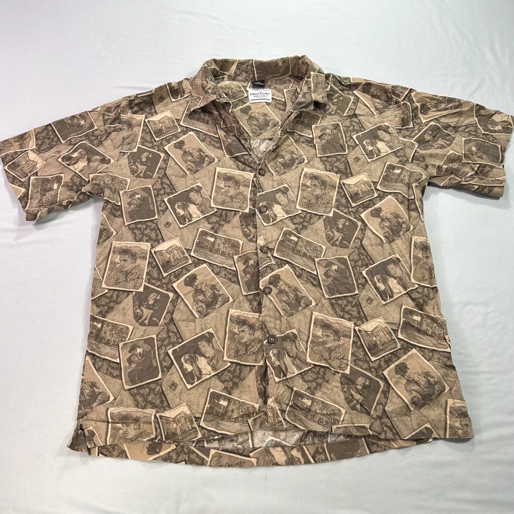 Vintage VINTAGE David Carey Originals Shirt Elvis Presley Brown Button Up Mens XL Short Sleeve Graphic Print Vintage Photos Size US XL / EU 56 / 4 - 2 Thumbnail