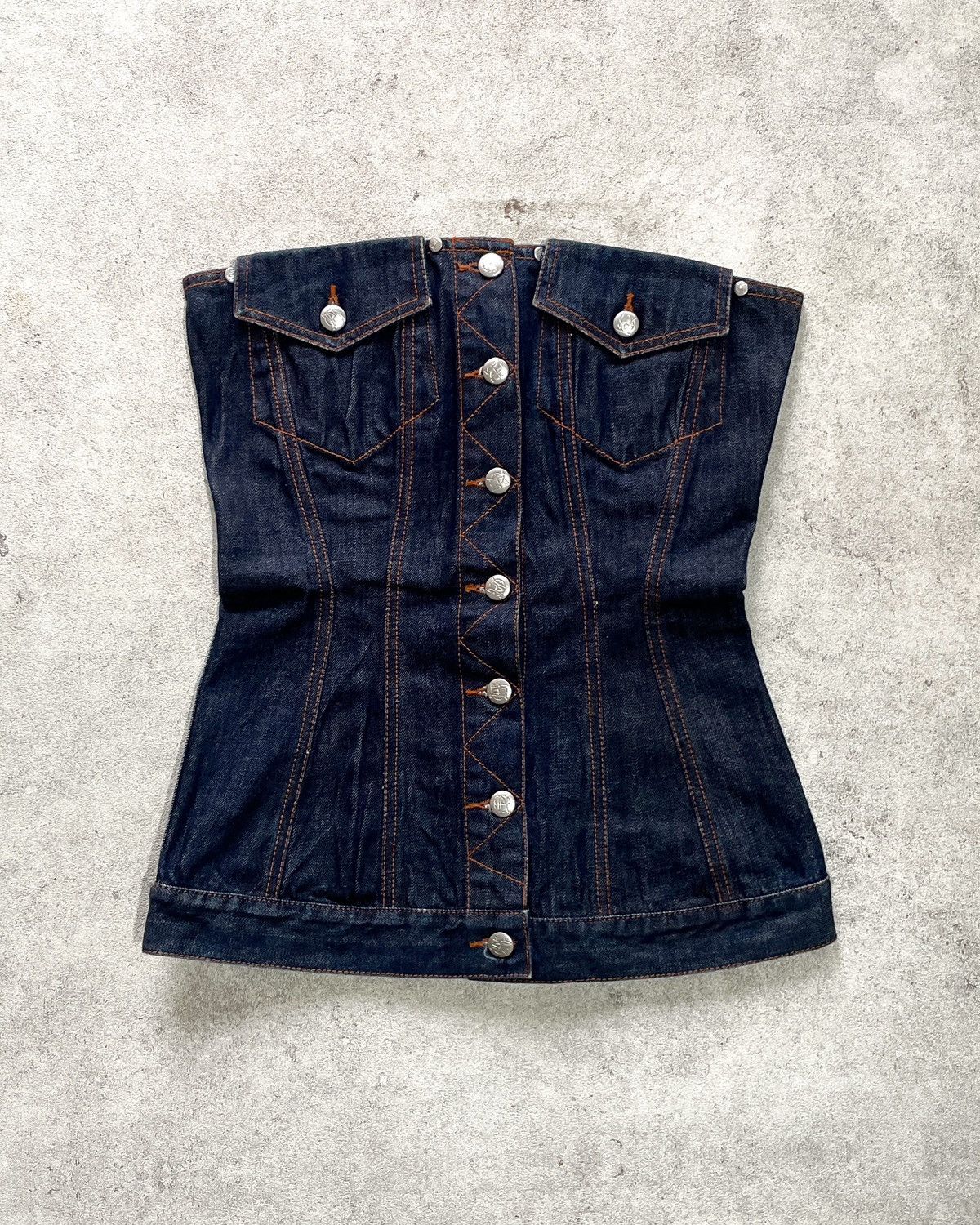 Jean Paul Gaultier Y2K 90s Jean Paul Gaultier Bustier JPG Jeans Tube Top Denim Size M / US 6-8 / IT 42-44 - 2 Thumbnail