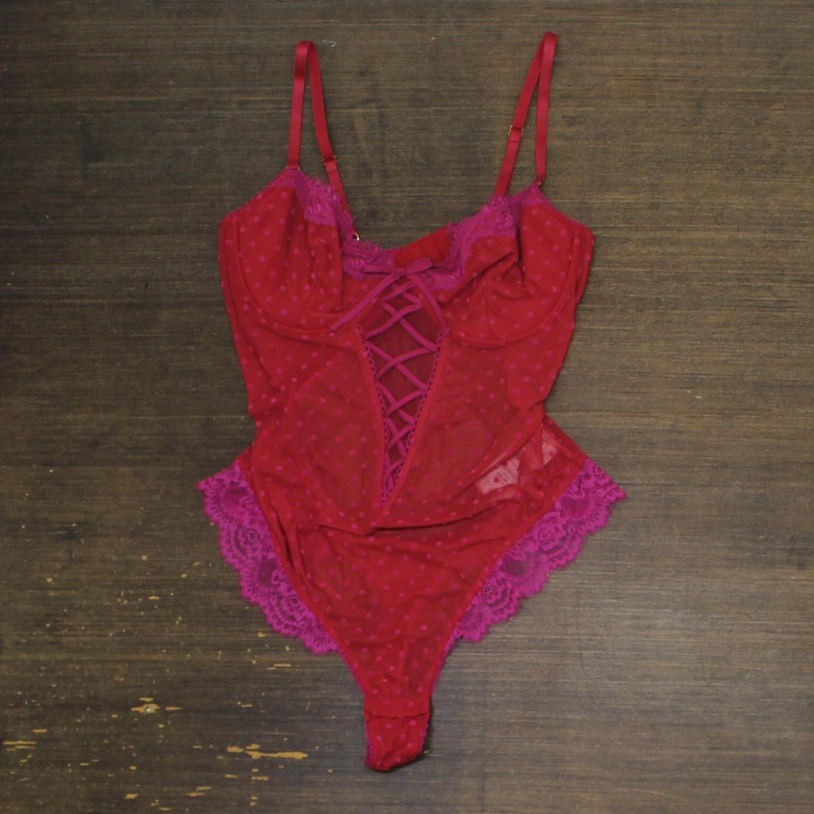 Other Nwt Inc International Concepts Bodysuit Crimson Leaf Red L Size 36" / US 14 / IT 50 - 1 Thumbnail