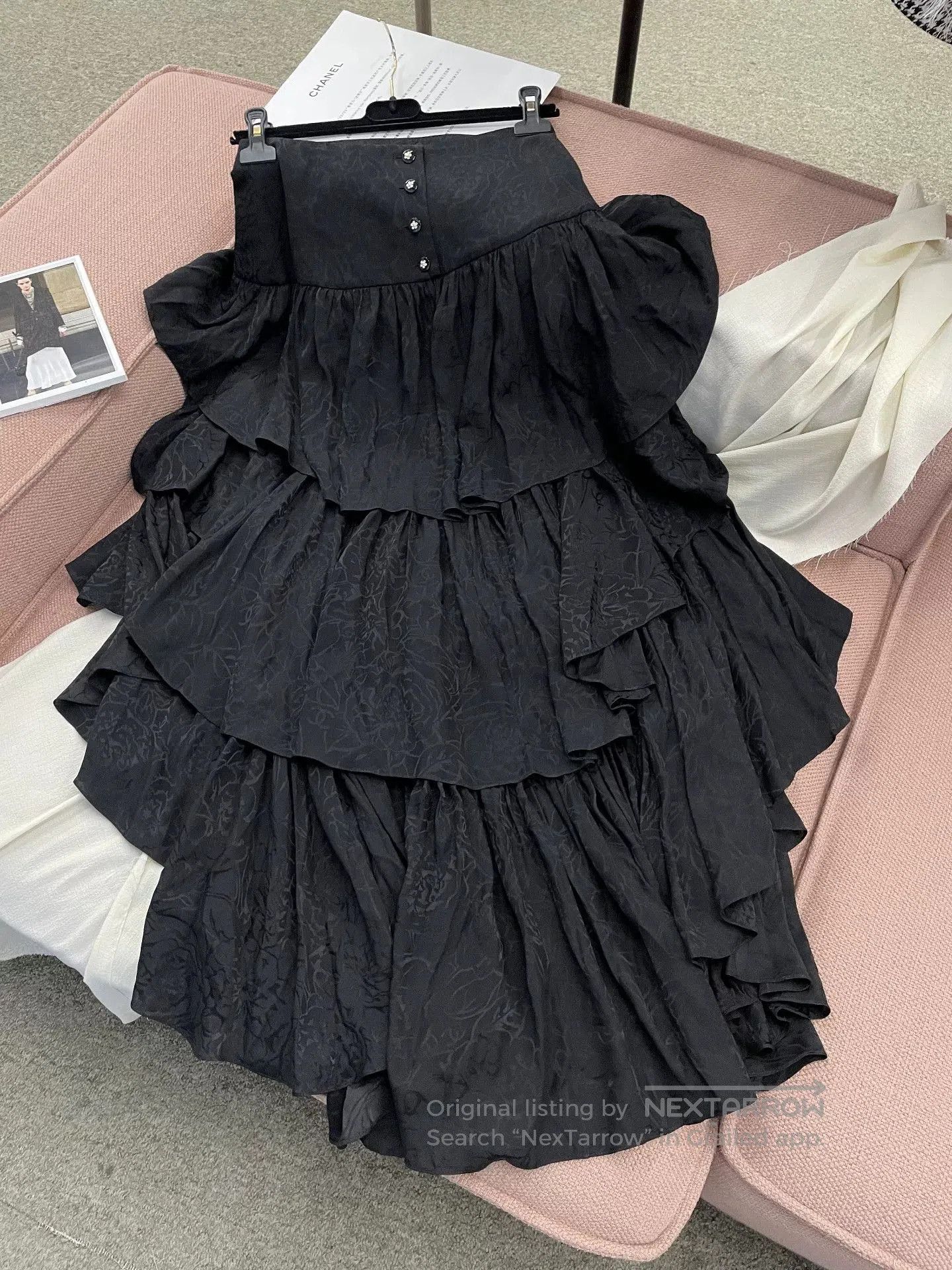 Chanel Chanel Layered Ruffled Camellia Print Skirt. Size US 38 / EU 54 - 4 Thumbnail