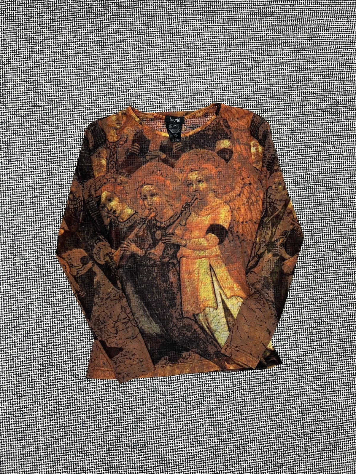 Other Gaultier style bible graphic mesh top long sleeve Size XS / US 0-2 / IT 36-38 - 2 Thumbnail