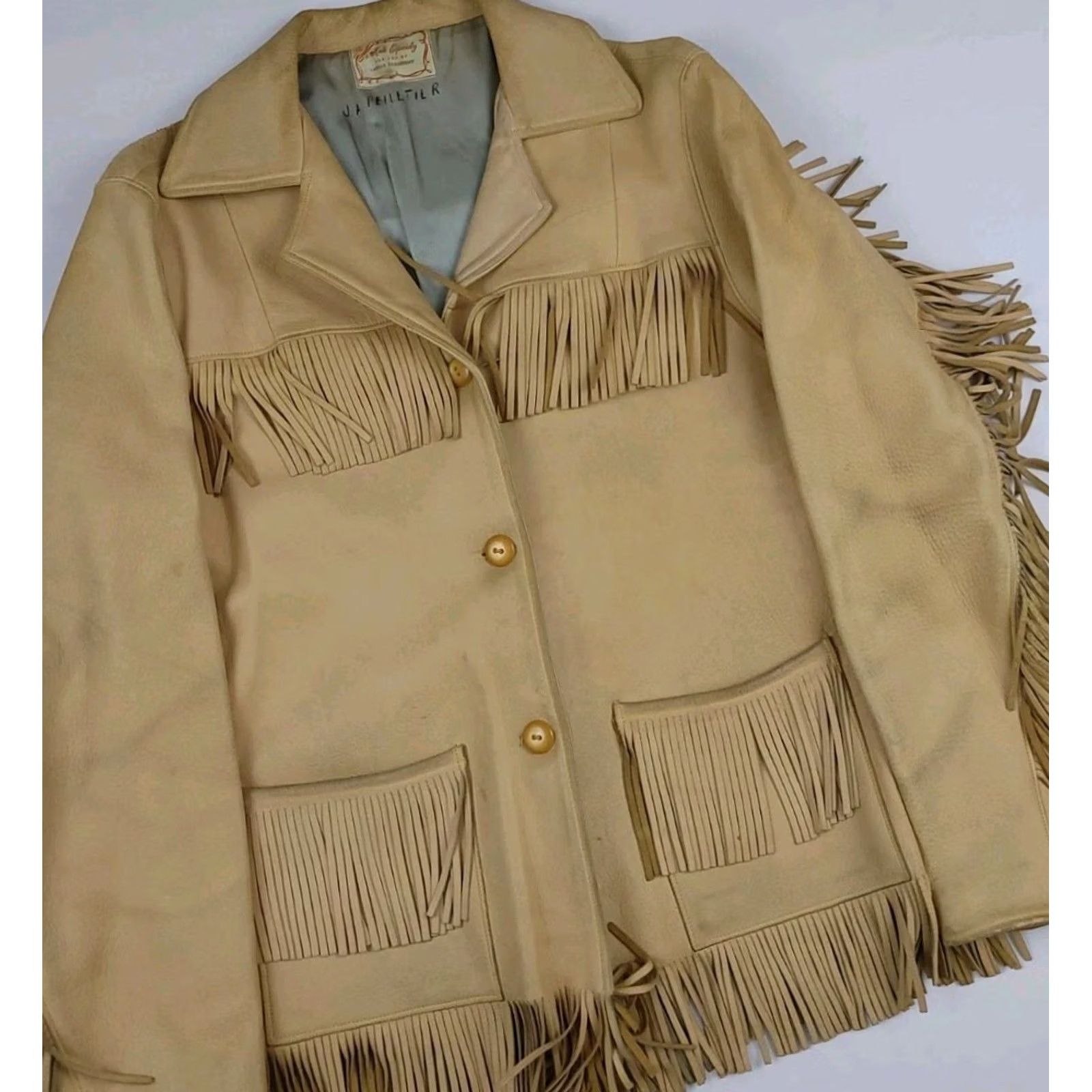 Skin Vintage 50s 60s Deer Skin Leather Fringe Jacket - Unique Western Ladies Size M / US 6-8 / IT 42-44 - 2 Thumbnail