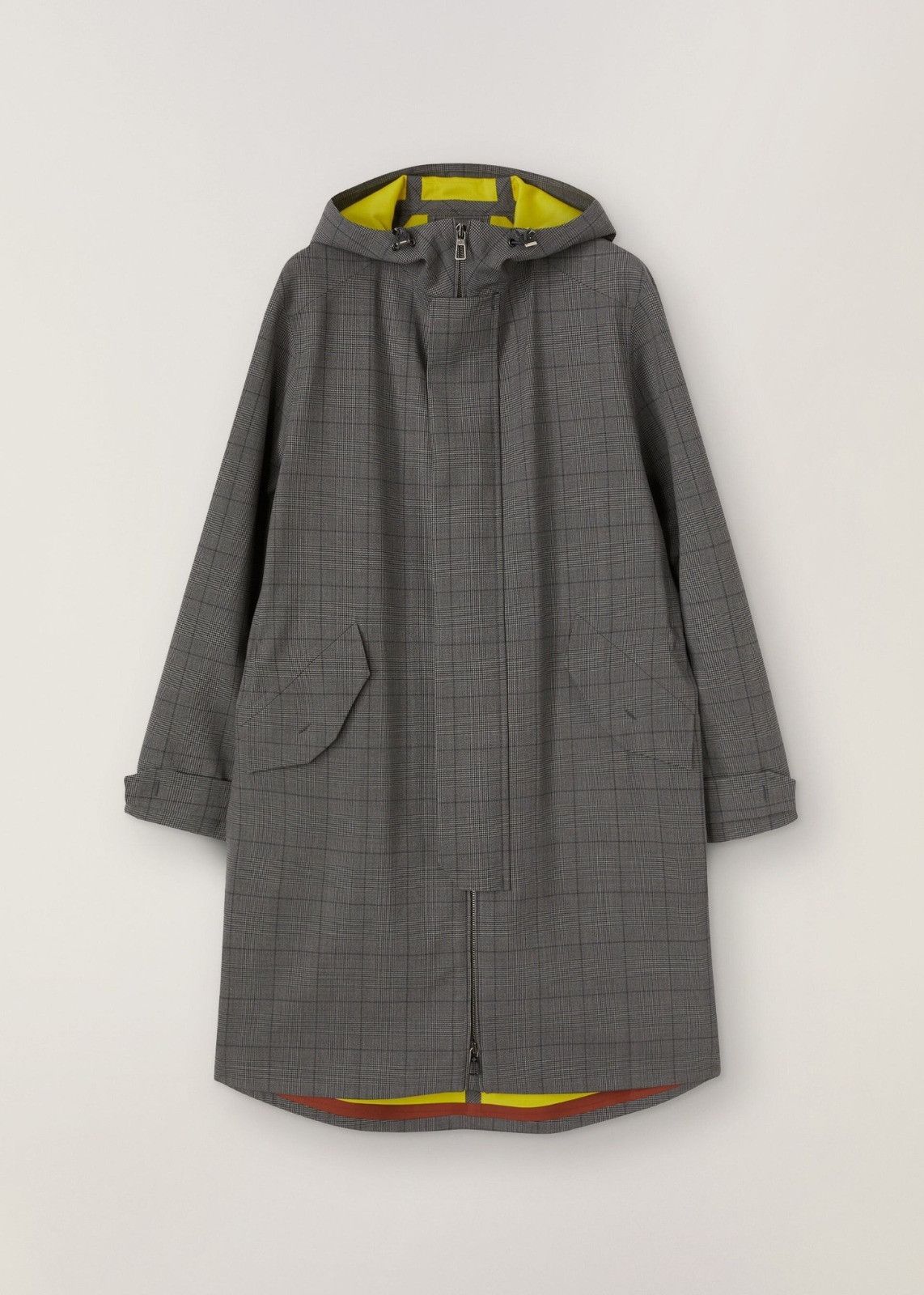 image of Loro Piana O1Loc1C0124 Hooded, Glen Plaid Parka In Grey, Men's (Size Large)