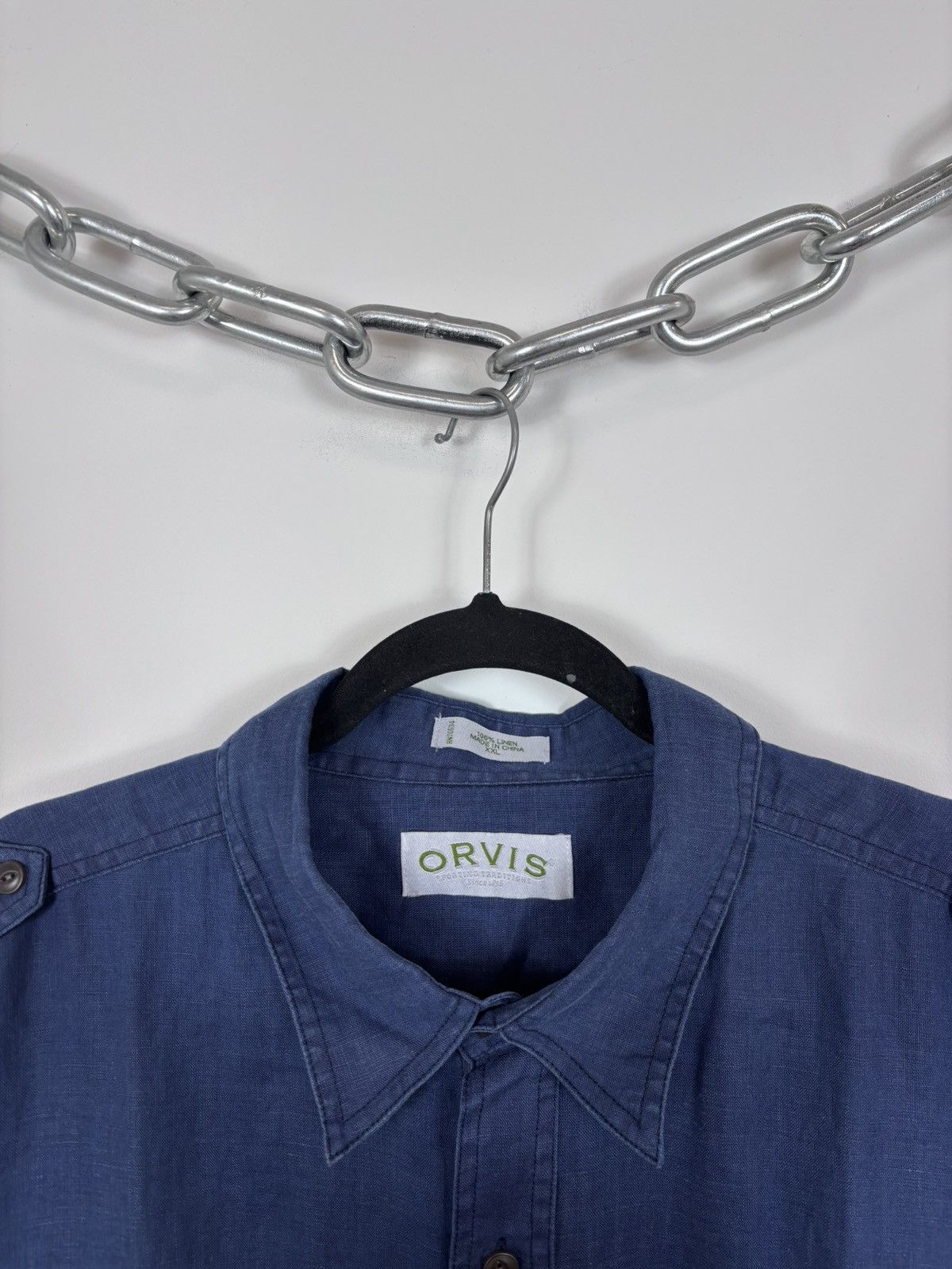Orvis Vintage Orvis Bush Men’s Blue Linen Short Sleeve Shirt Size US XXL / EU 58 / 5 - 4 Thumbnail