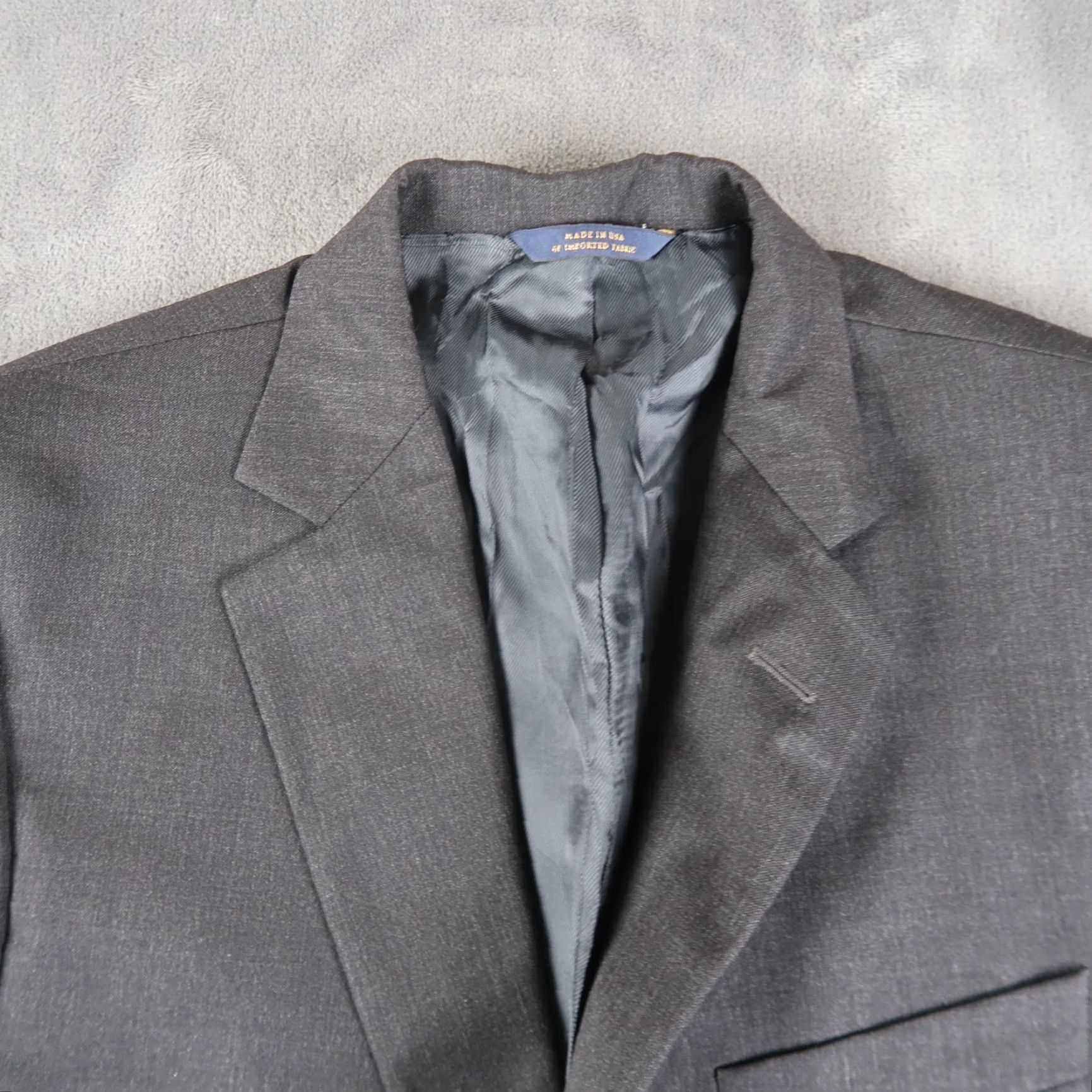 Brooks Brothers Brooks Brothers 1818 Fitzgerald Blazer Jacket Single-Breasted Two-Button Notch Gray Wool 40L Mens USA Size 40R - 4 Thumbnail