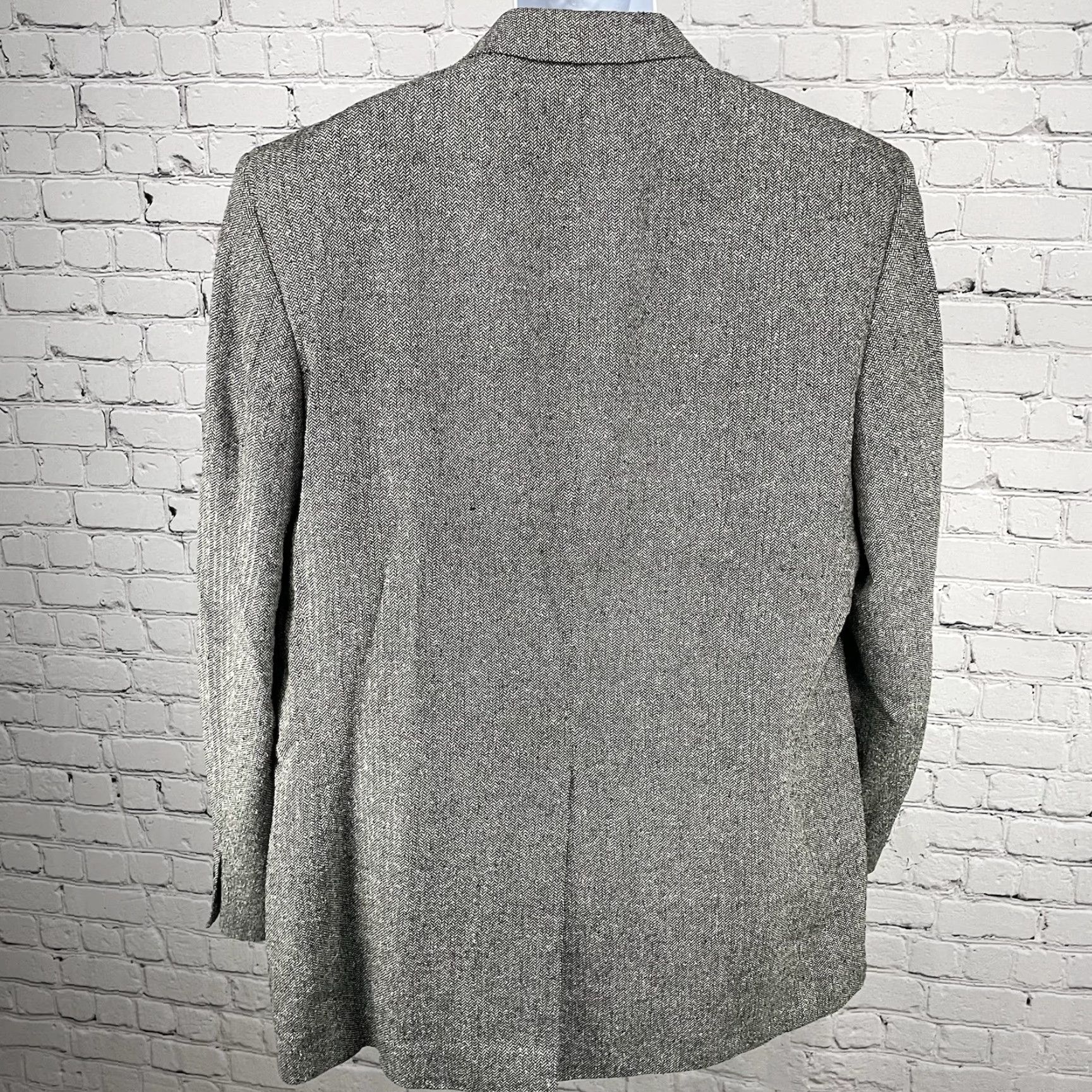 Vintage BERT PULITZER Blazer Sports Coat 2 Button Grey Silk Tweed Herringbone Regular 48 Men Size 48R - 2 Thumbnail