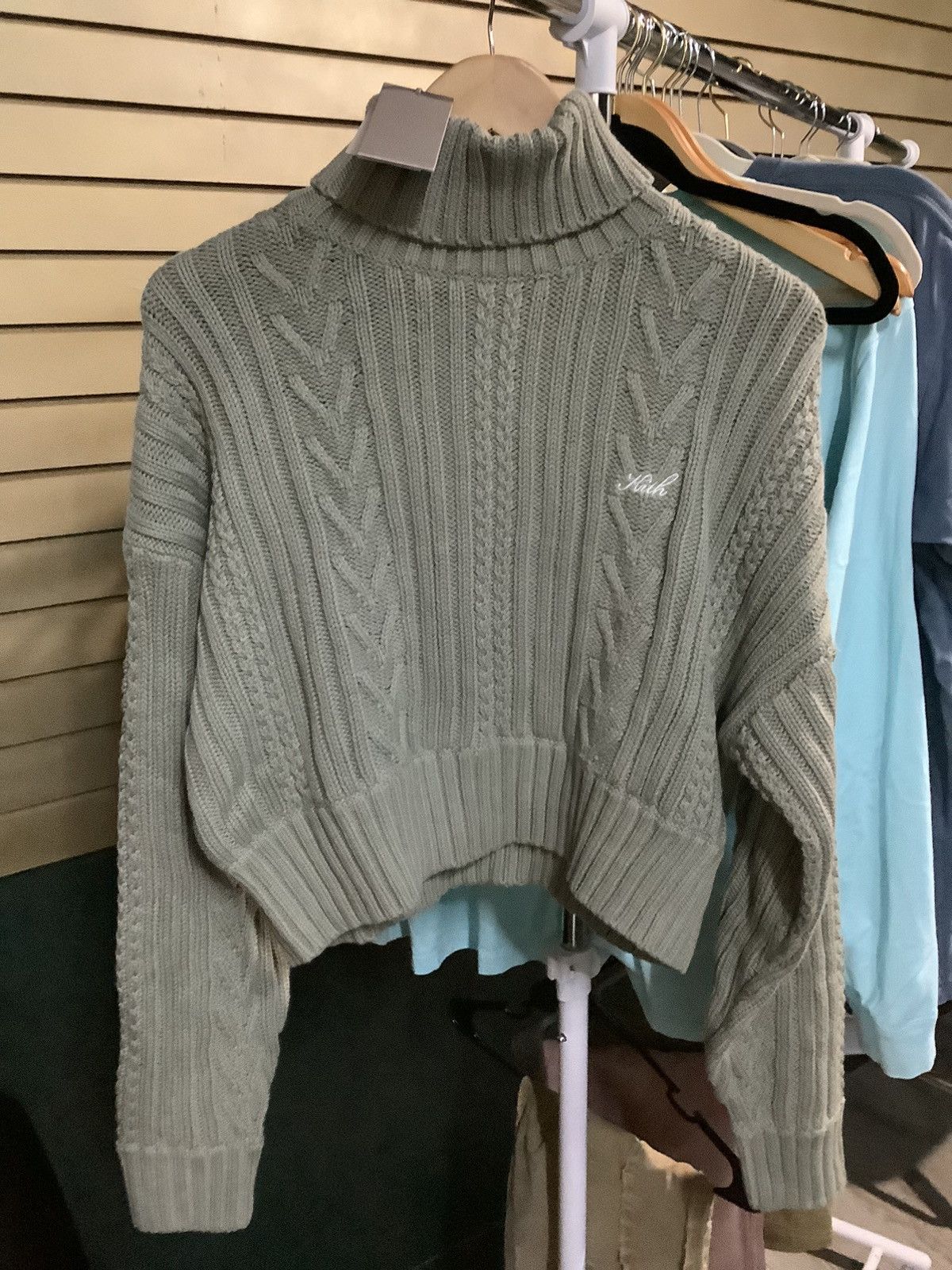 Kith Kith Grey Cable Knit Turtleneck Crop Top Size XL / US 12-14 / IT 48-50 - 2 Thumbnail