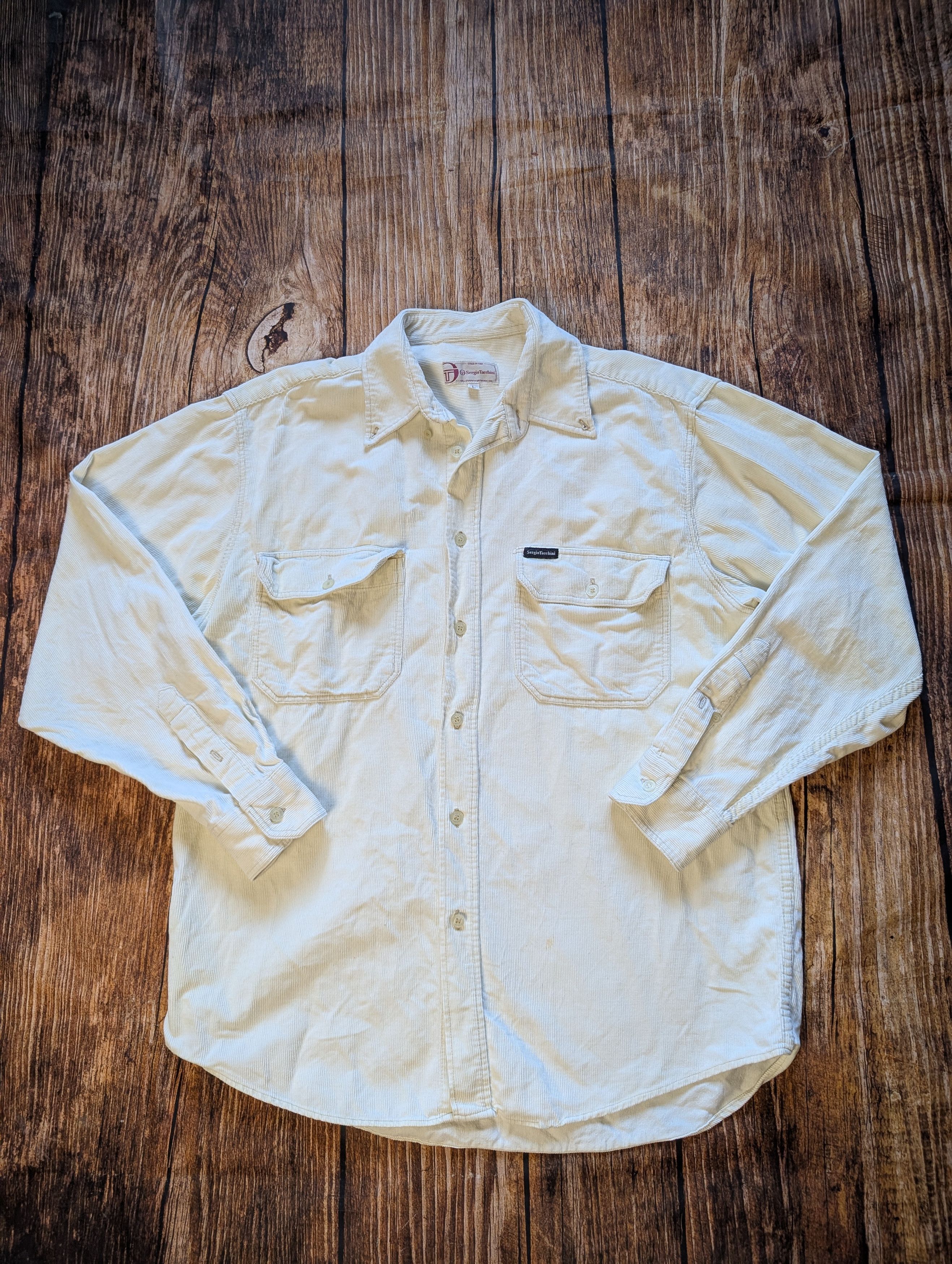 Sergio Tacchini × Vintage Ivory white Sergio Tacchini corduroy overshirt texas western Size US L / EU 52-54 / 3 - 2 Thumbnail