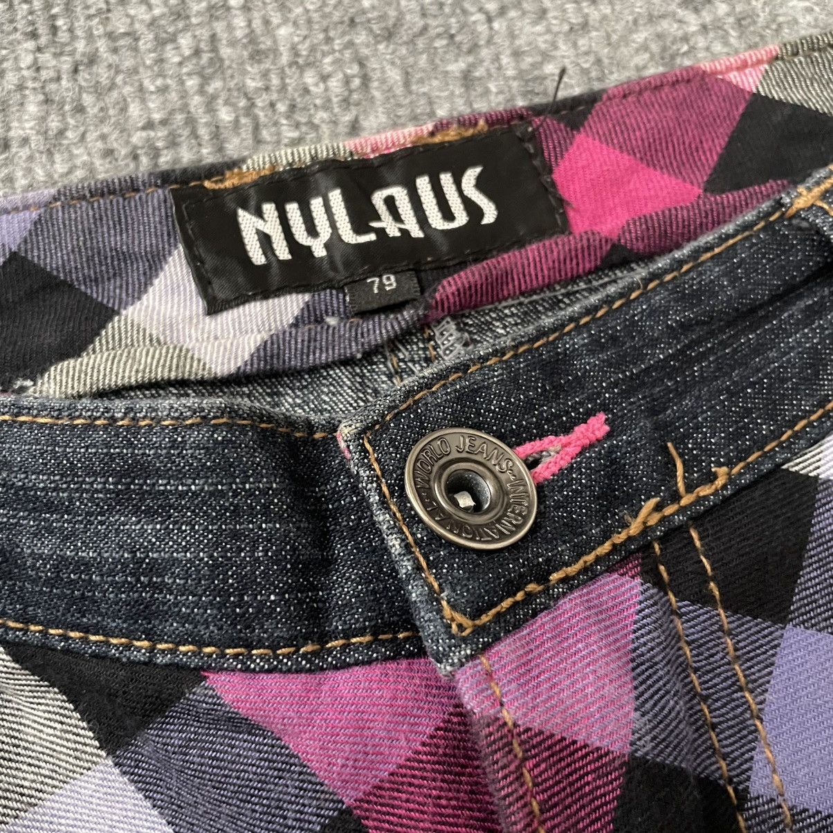 PPFM Nylaus Patchwork Graphic Jeans Denim Cropped Pants Punk Y2K Size US 29 - 5 Thumbnail